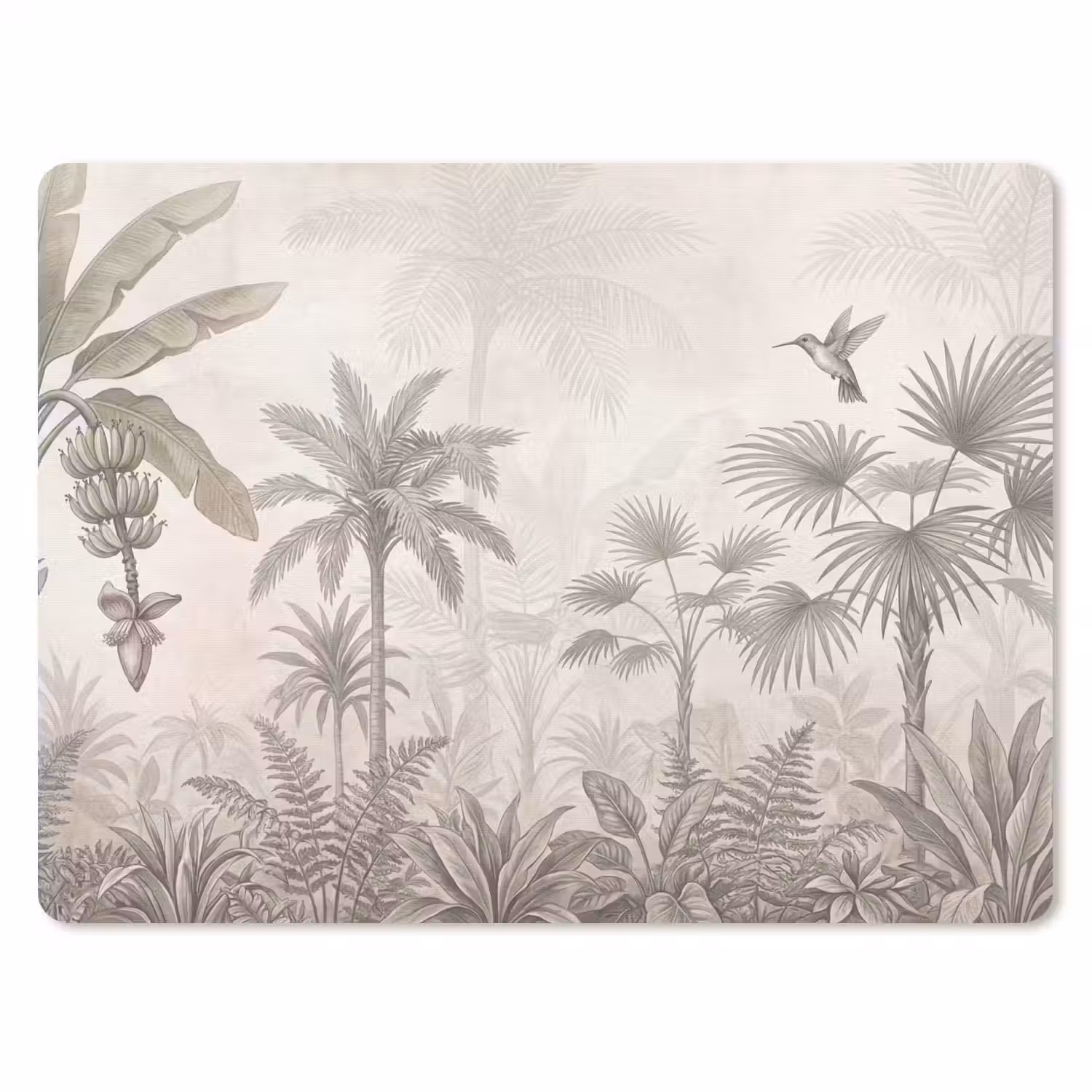 Jungle - Banenboom - Kolibrie - Beige muismat rubber klein -3d