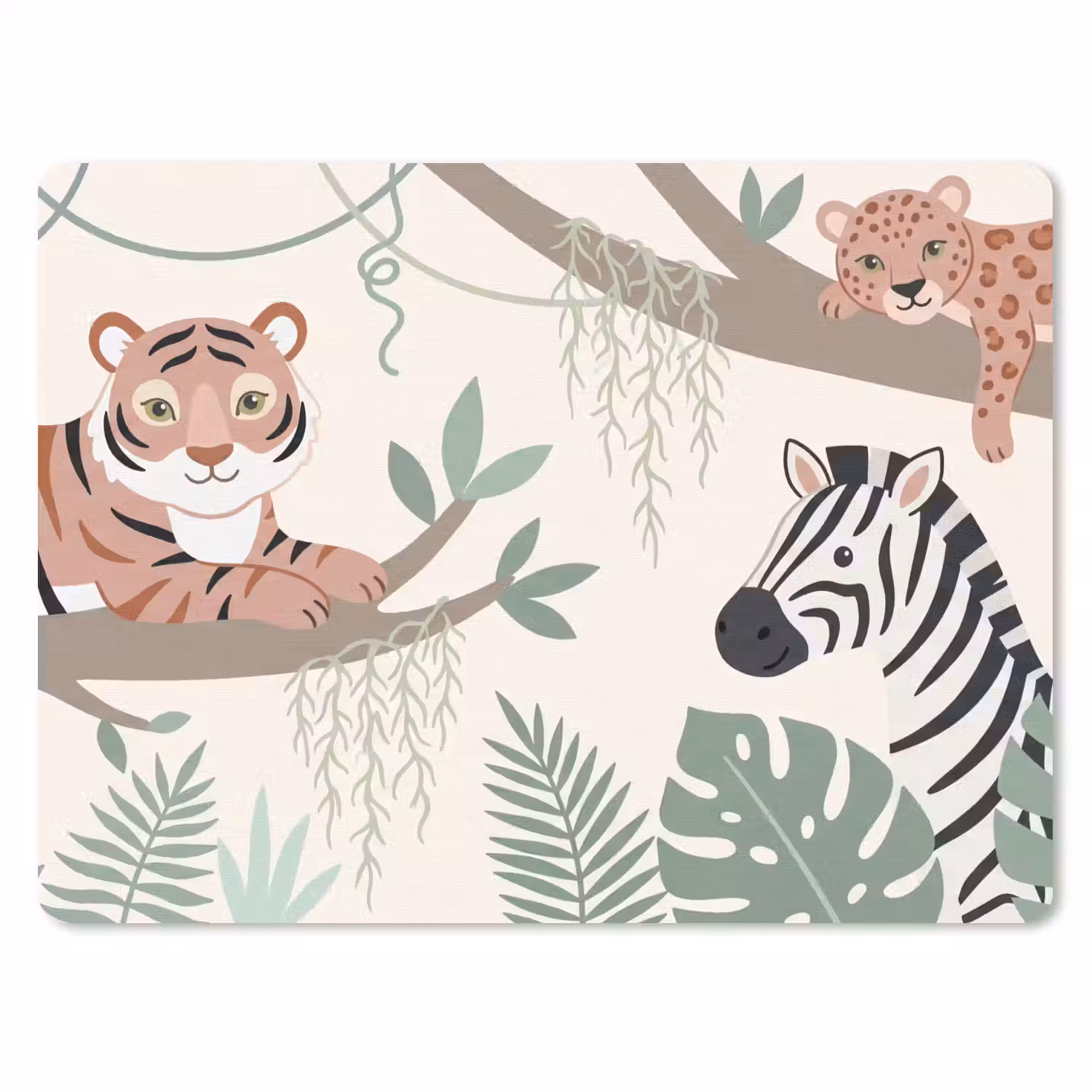Jungle - Rustiek - Pastel muismat rubber klein -3d