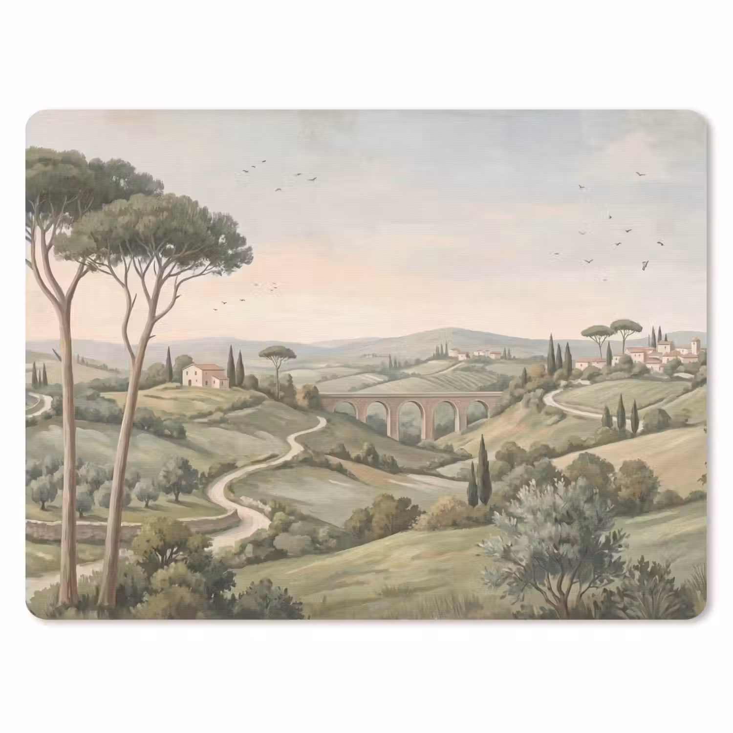 Landschap - Heuvels - Zandpad - Groen muismat rubber klein -3d