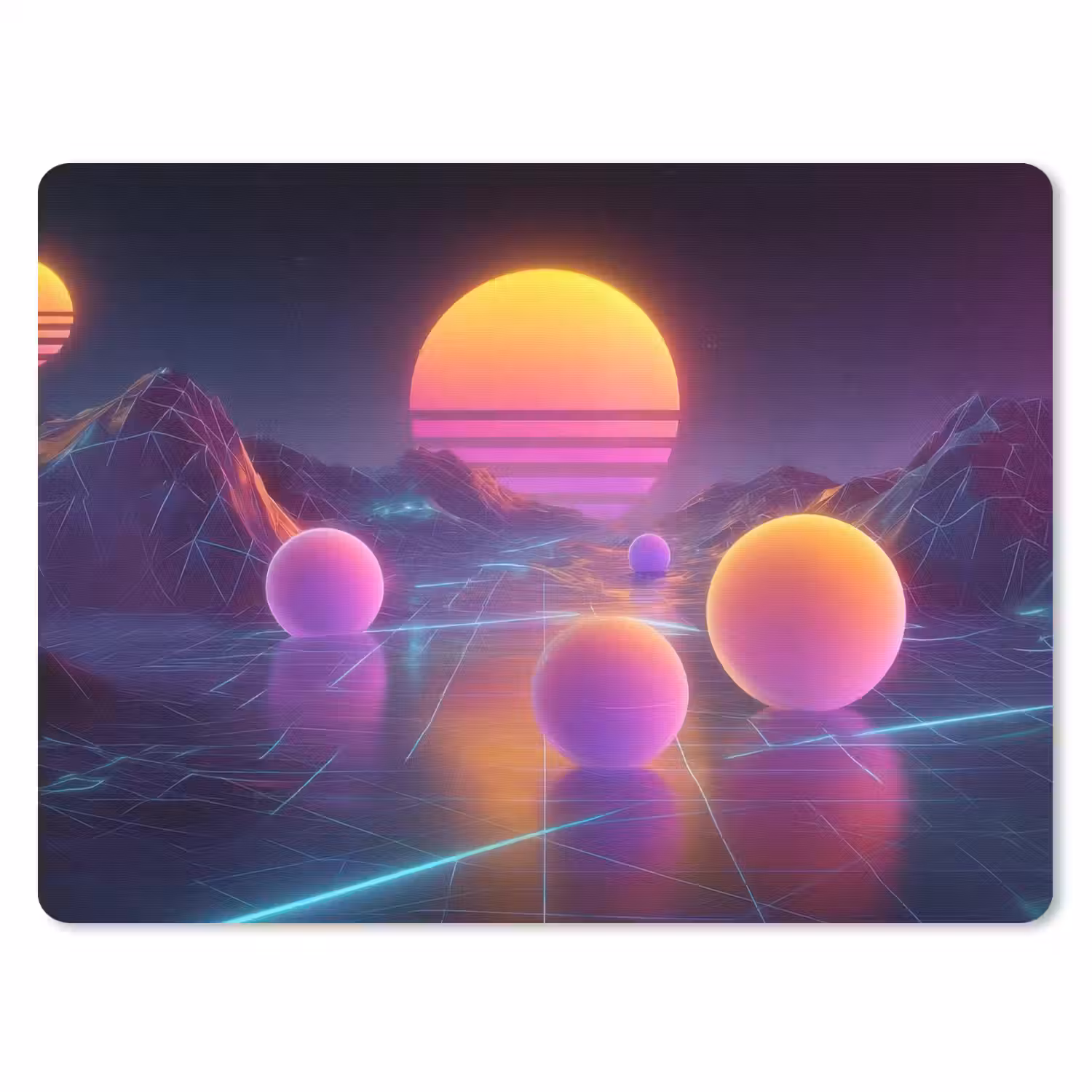 Landschap - Bergen - Bollen - Licht muismat rubber klein -3d