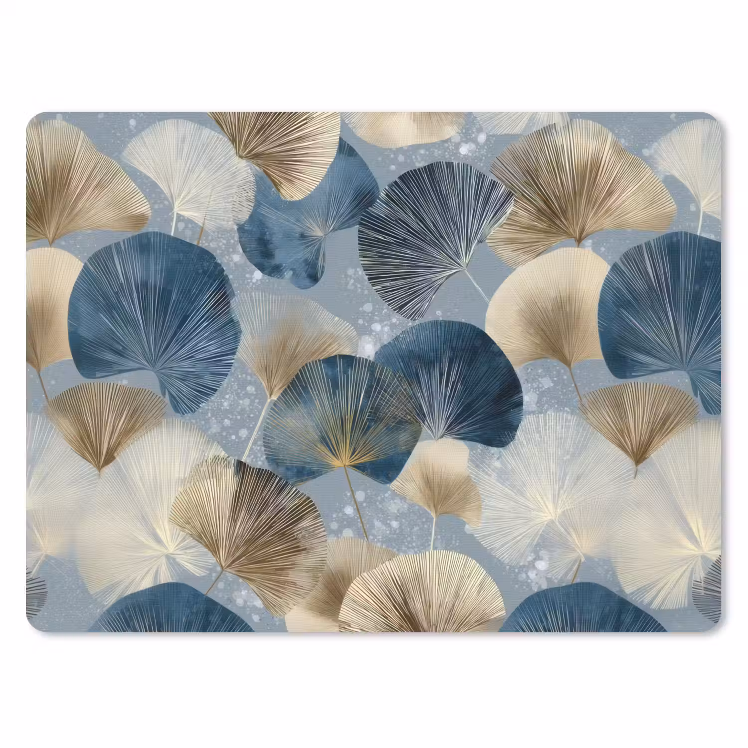 Bladeren - Abstract - Goud - Blauw muismat rubber klein -3d