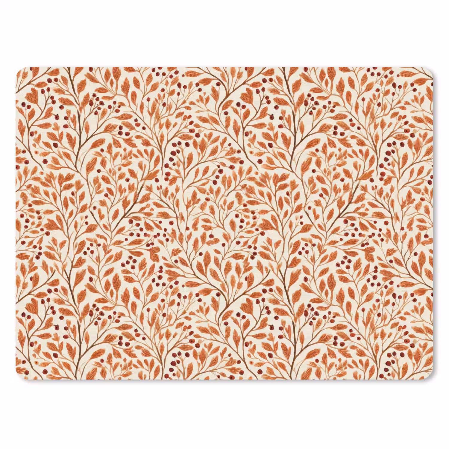 Bladeren - Botanisch - Terracotta muismat rubber klein 262 -3d