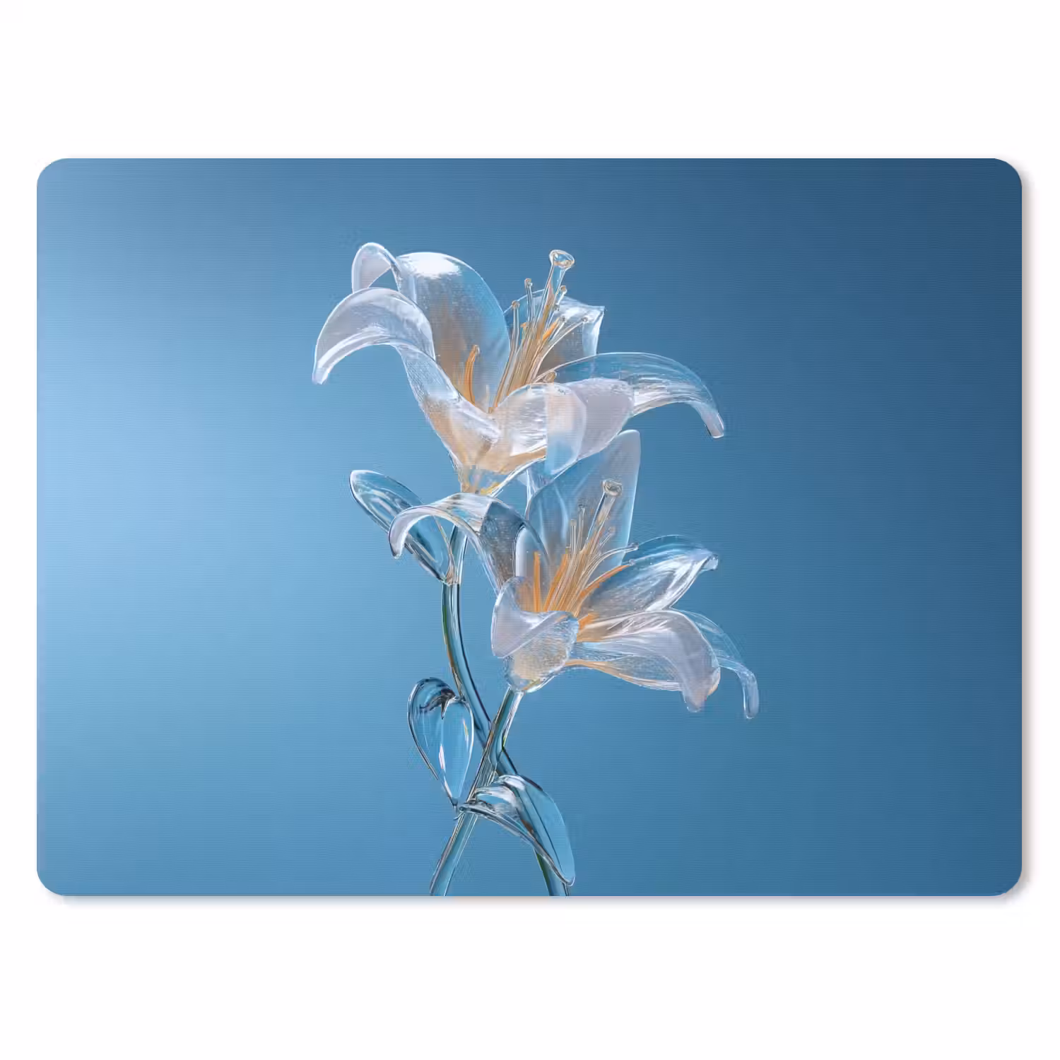 Lelies - Blauw - Glazen muismat rubber klein -3d