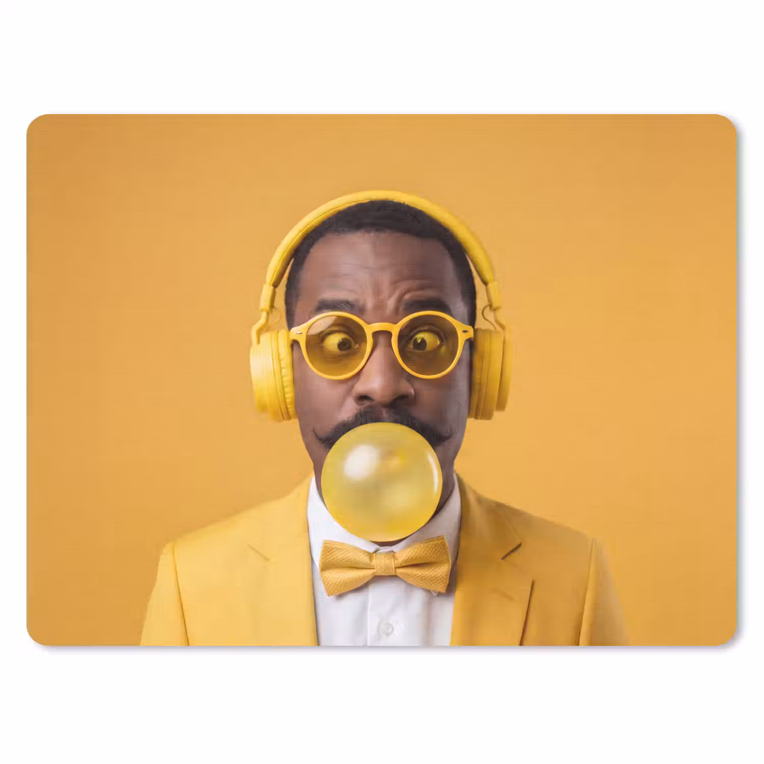 Man - Bubblegum - Portret - Geel - Modern muismat rubber klein -3d