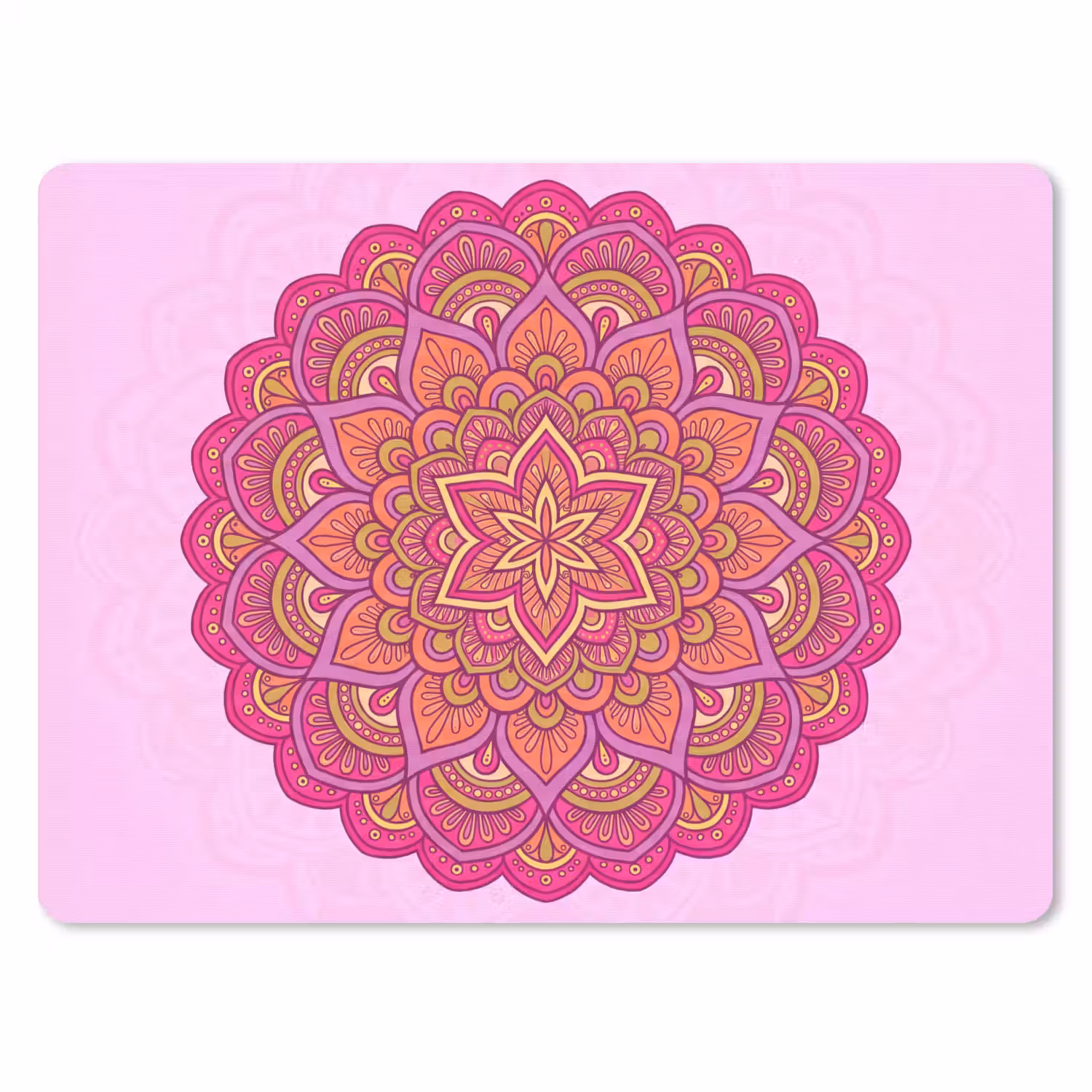 Mandala - Cirkel - Spiritueel - Oosters - Roze muismat rubber klein -3d