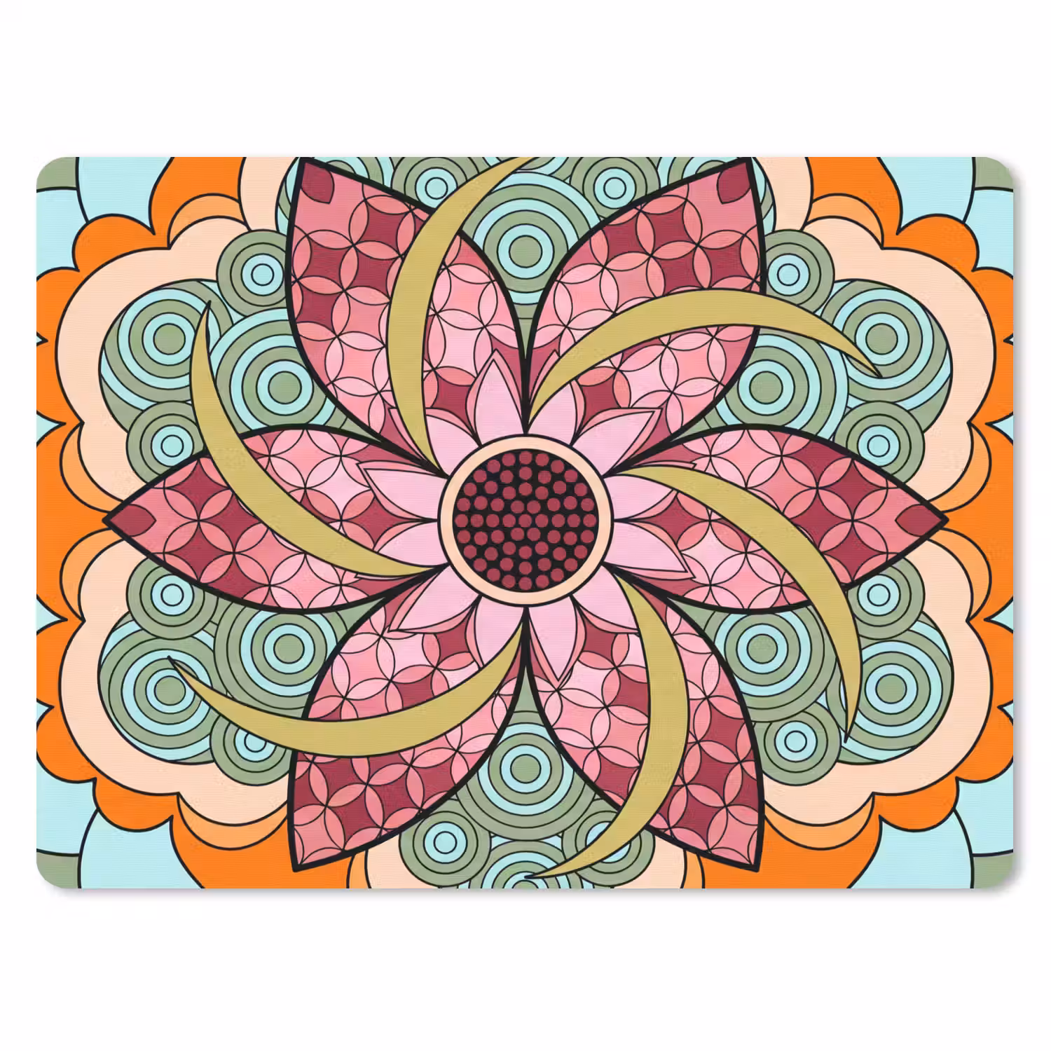 Mandala - Geometrisch - Kunst - Decoratief - Kleurrijk muismat rubber klein -3d
