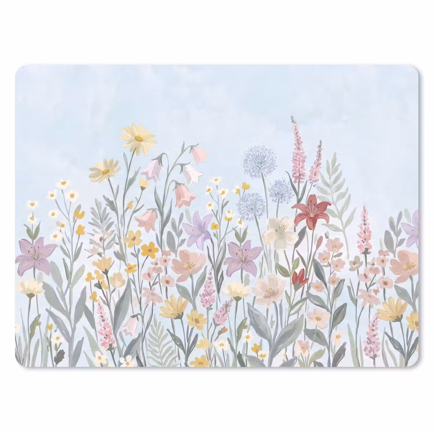 Weidebloemen - Illustratie - Kleurrijk muismat rubber klein -3d