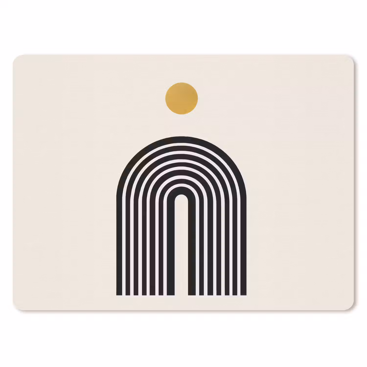 Minimalistisch - Zwarte boog - Gouden cirkel muismat rubber klein -3d