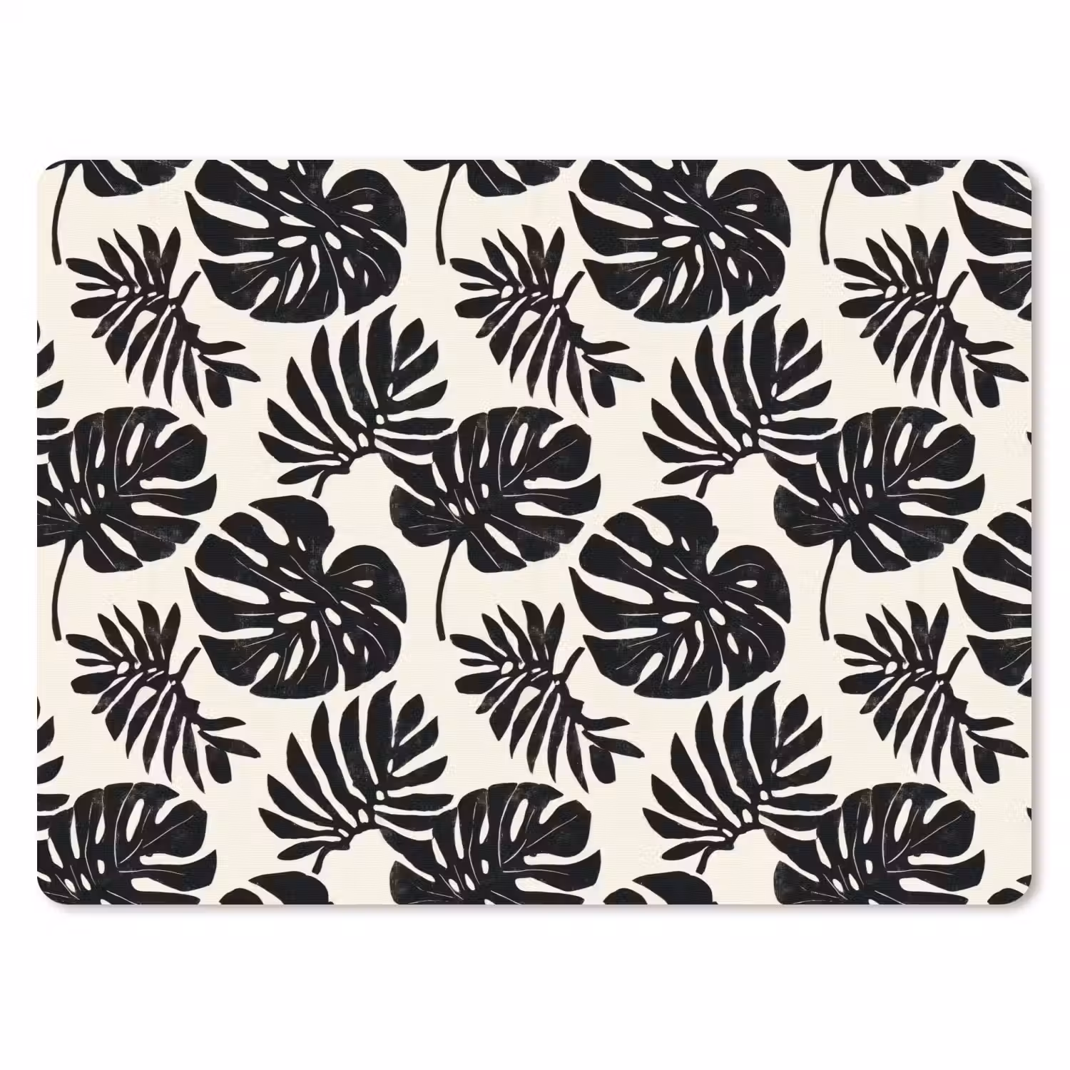 Modern - Monstera - Zwart muismat rubber klein 262 -3d