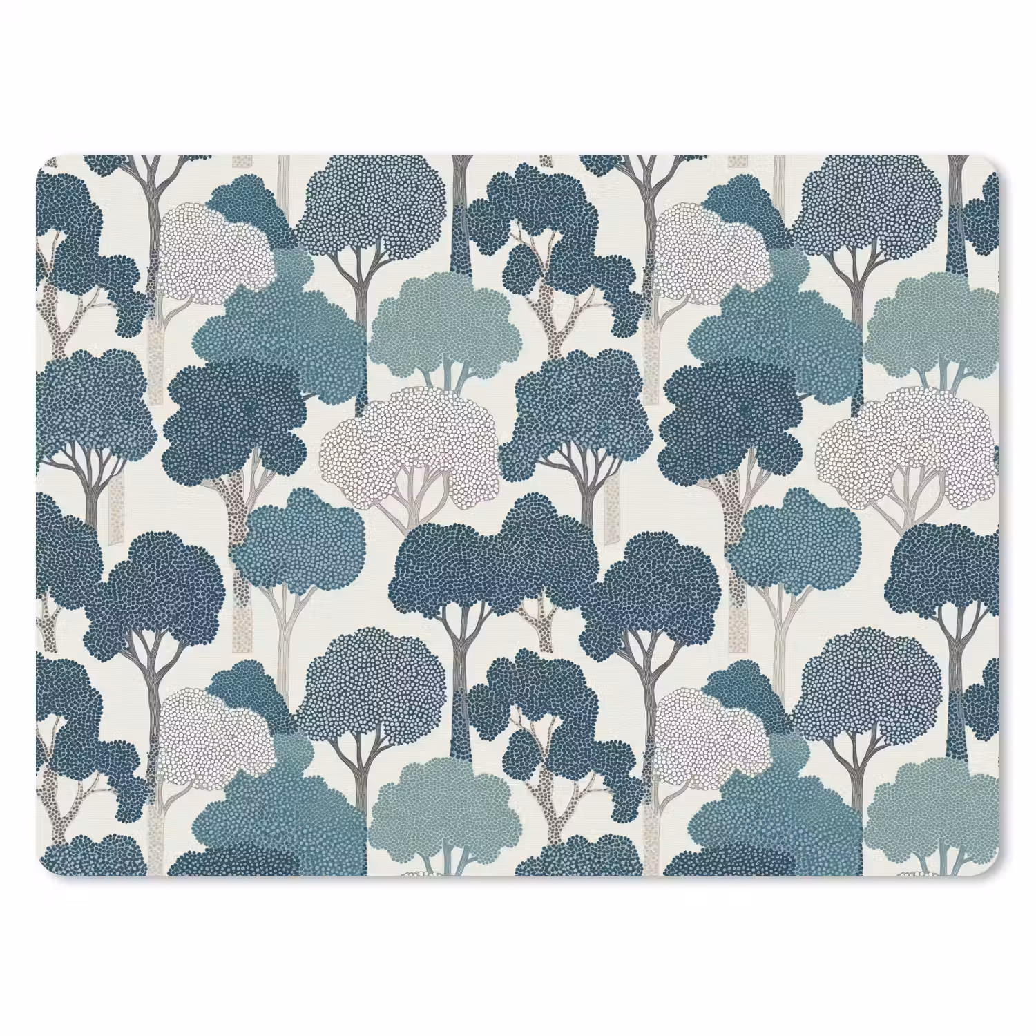 Modern - Bomen - Bos - Patroon - Blauw muismat rubber klein 262 -3d