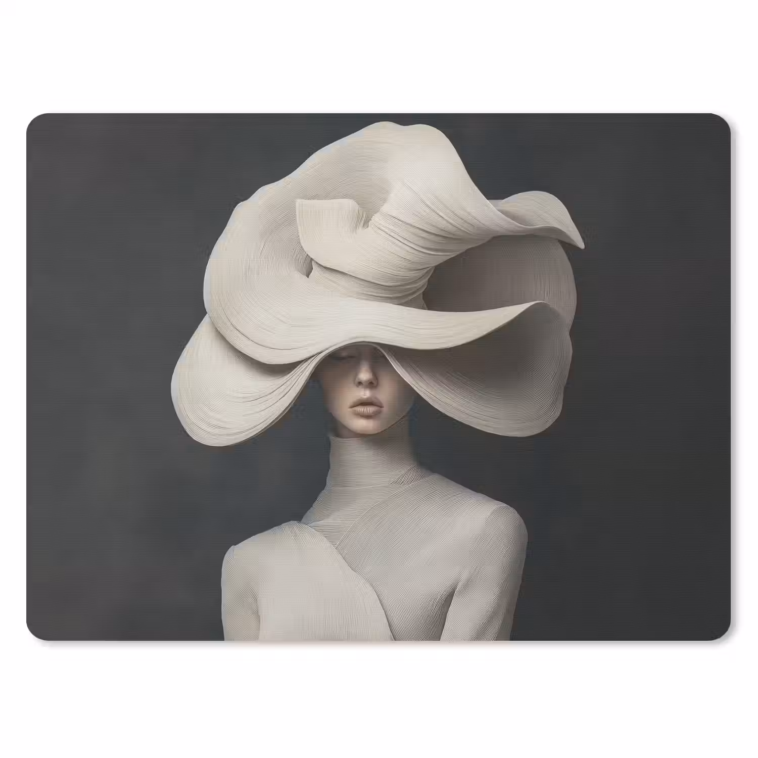 Modern - Vrouw - Hoed muismat rubber klein -3d