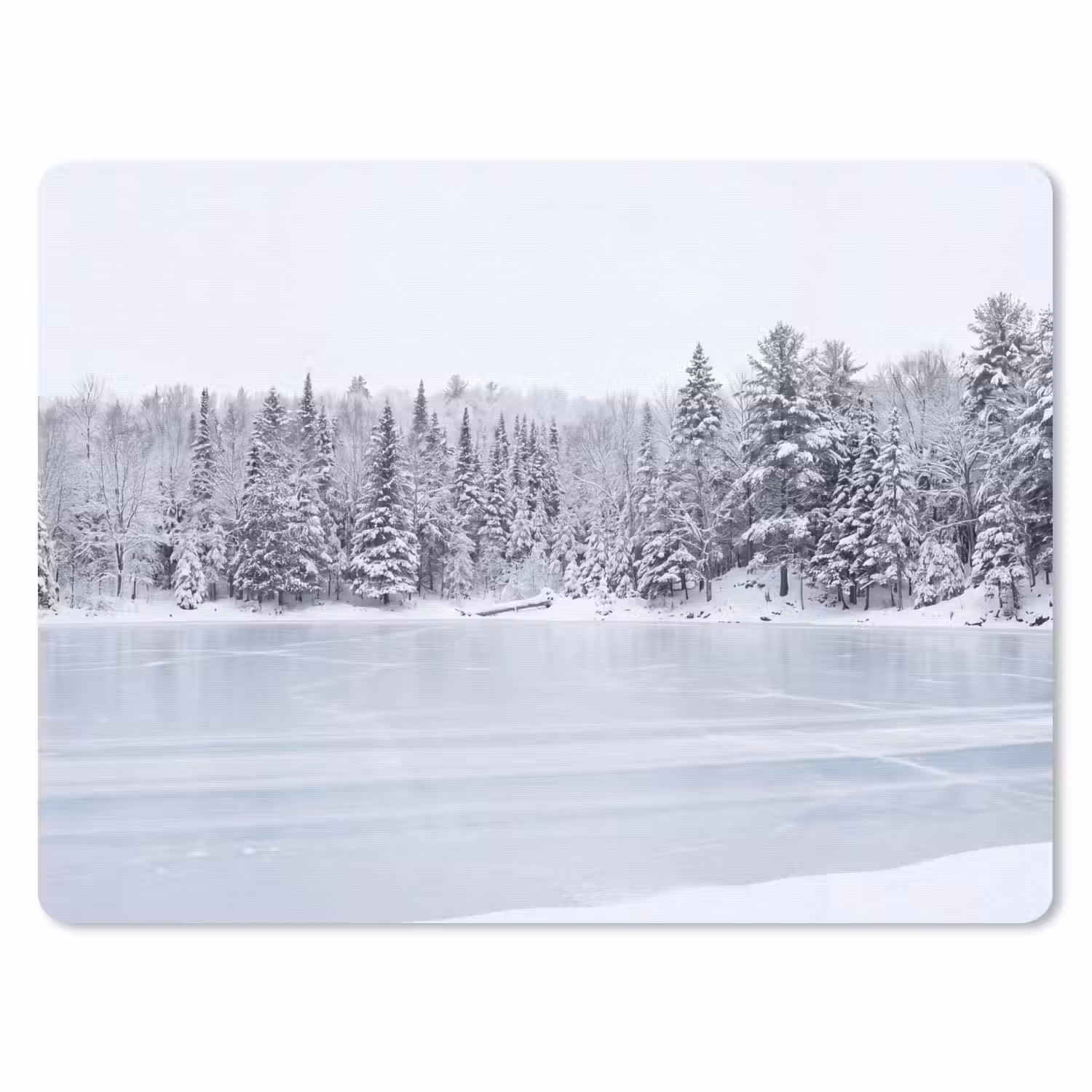 Meer - Dennen - IJs - Winter - Rustgevend muismat rubber klein -3d