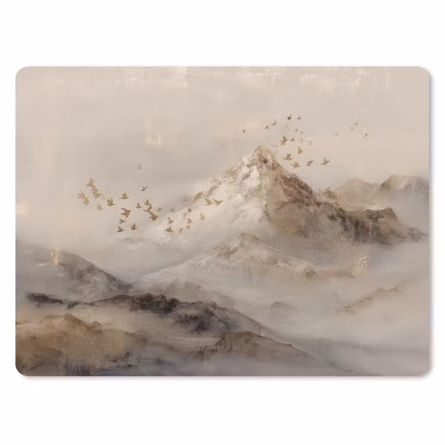 Berglandschap - Mist - Penseelstreken muismat rubber klein -3d