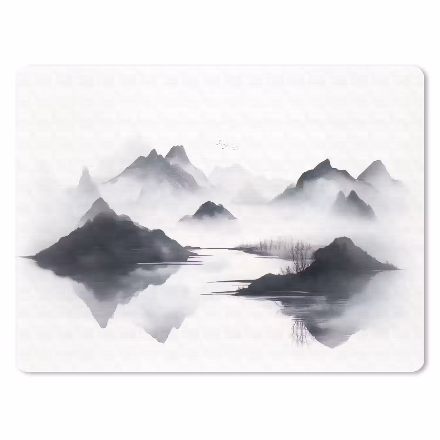 Bergen - Mistig - Water - Wit muismat rubber klein -3d