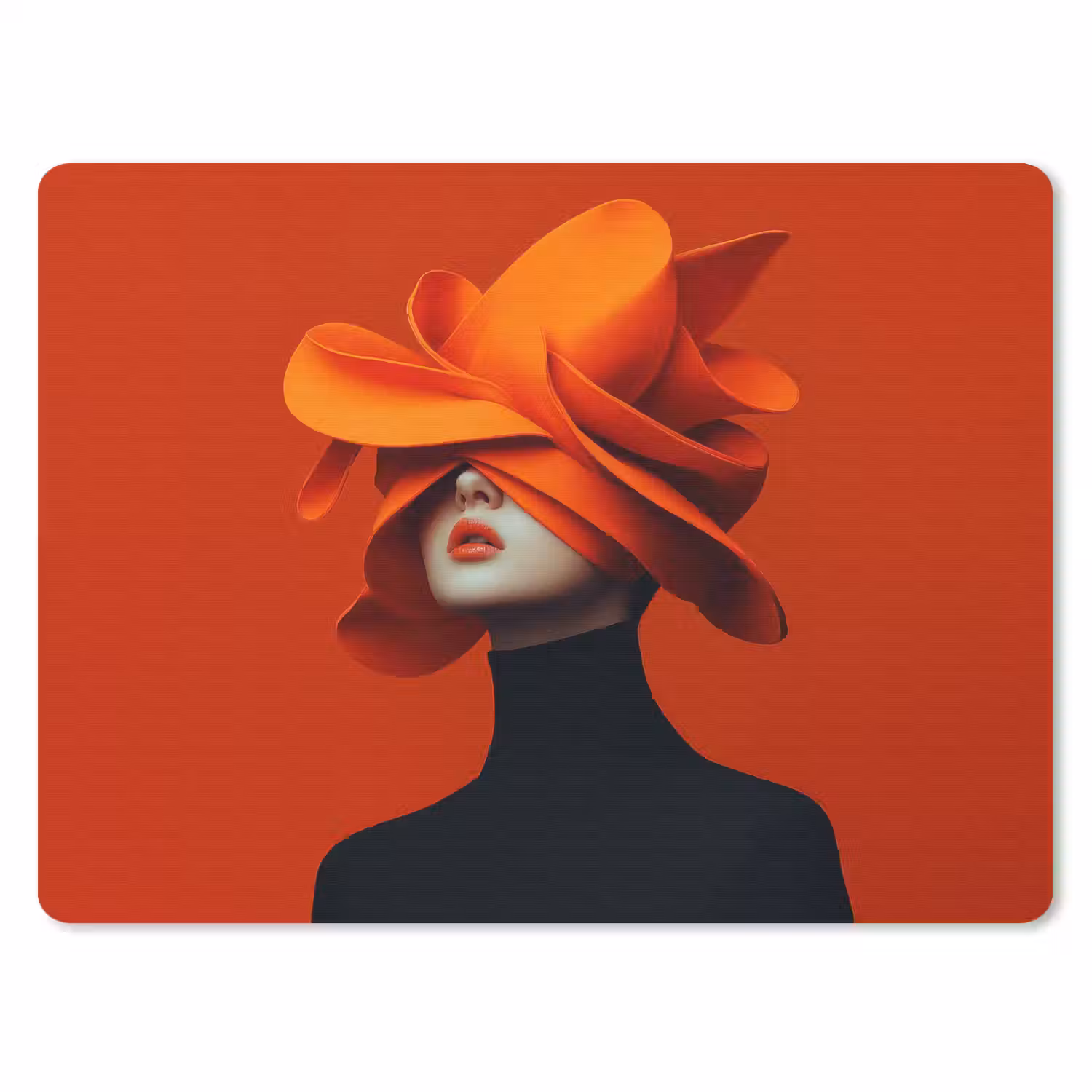 Oranje - Hoed - Vrouw muismat rubber klein -3d