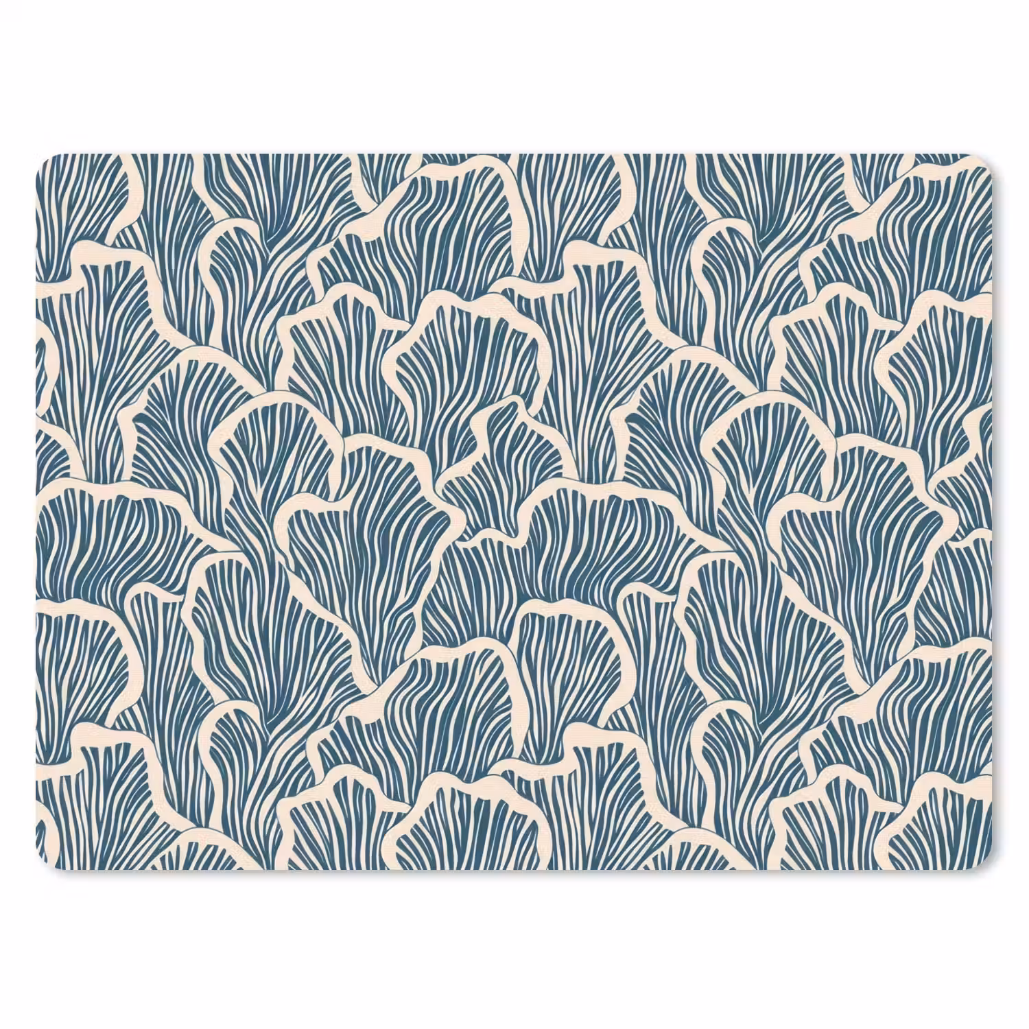 Organisch - Blauw - Crème - Schelpen muismat rubber klein 262 -3d