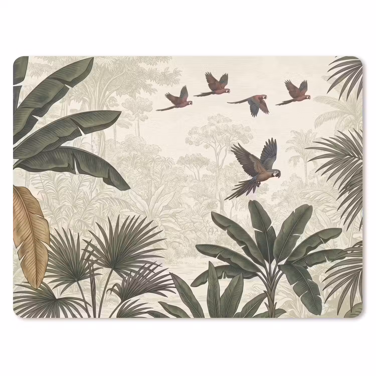 Papagaaien - Jungle - Tropisch - Green muismat rubber klein -3d