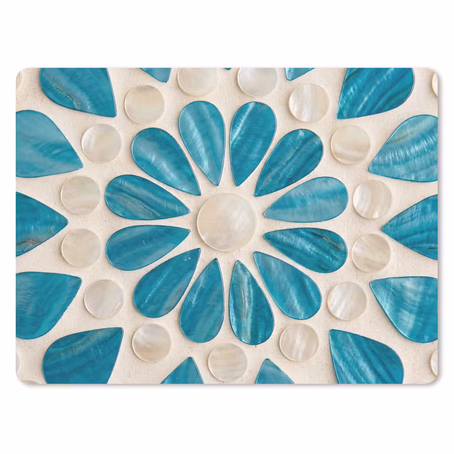 Patroon - Mozaïek - Schelpen - Abstract - Turquoise muismat rubber klein -3d