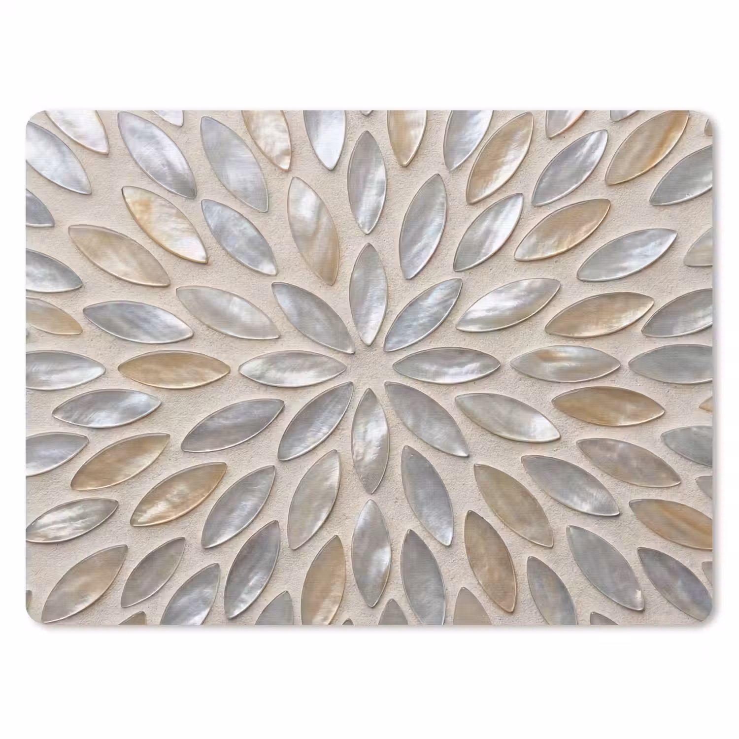Patroon - Ovaal - Glanzend - Abstract - Beige muismat rubber klein -3d
