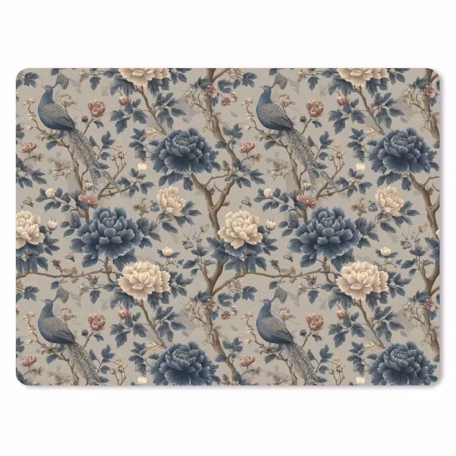 Pauw - Bloemen - Blauw muismat rubber klein 262 -3d