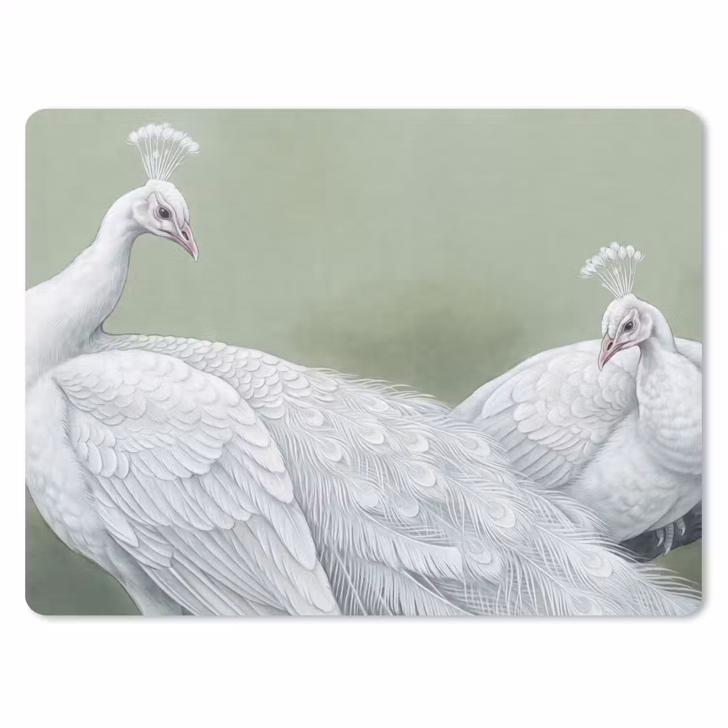 Pauwen - Wit - Natuur - Groen muismat rubber klein -3d