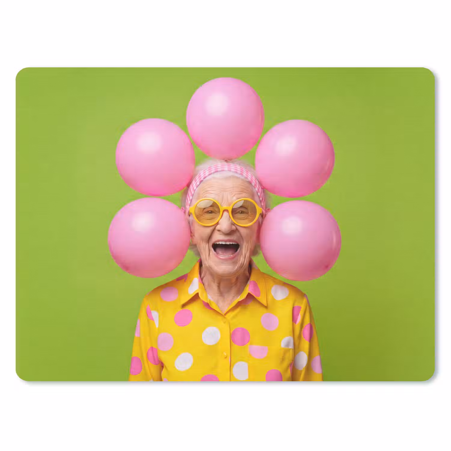 Mens - Ballonnen - Feest - Kleurrijk - Roze muismat rubber klein -3d