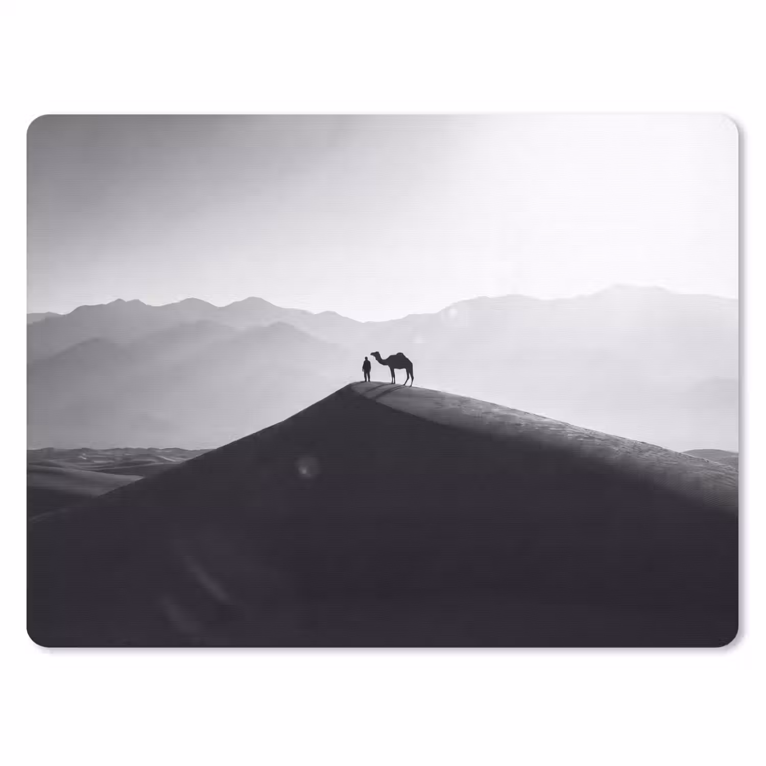 Mens - Kameel - Zandduin - Natuur - Monochroom muismat rubber klein -3d