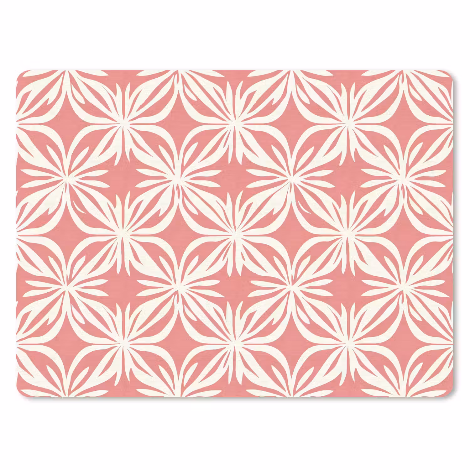 Roze - Bloemenmotief - Wit - Modern muismat rubber klein 262 -3d