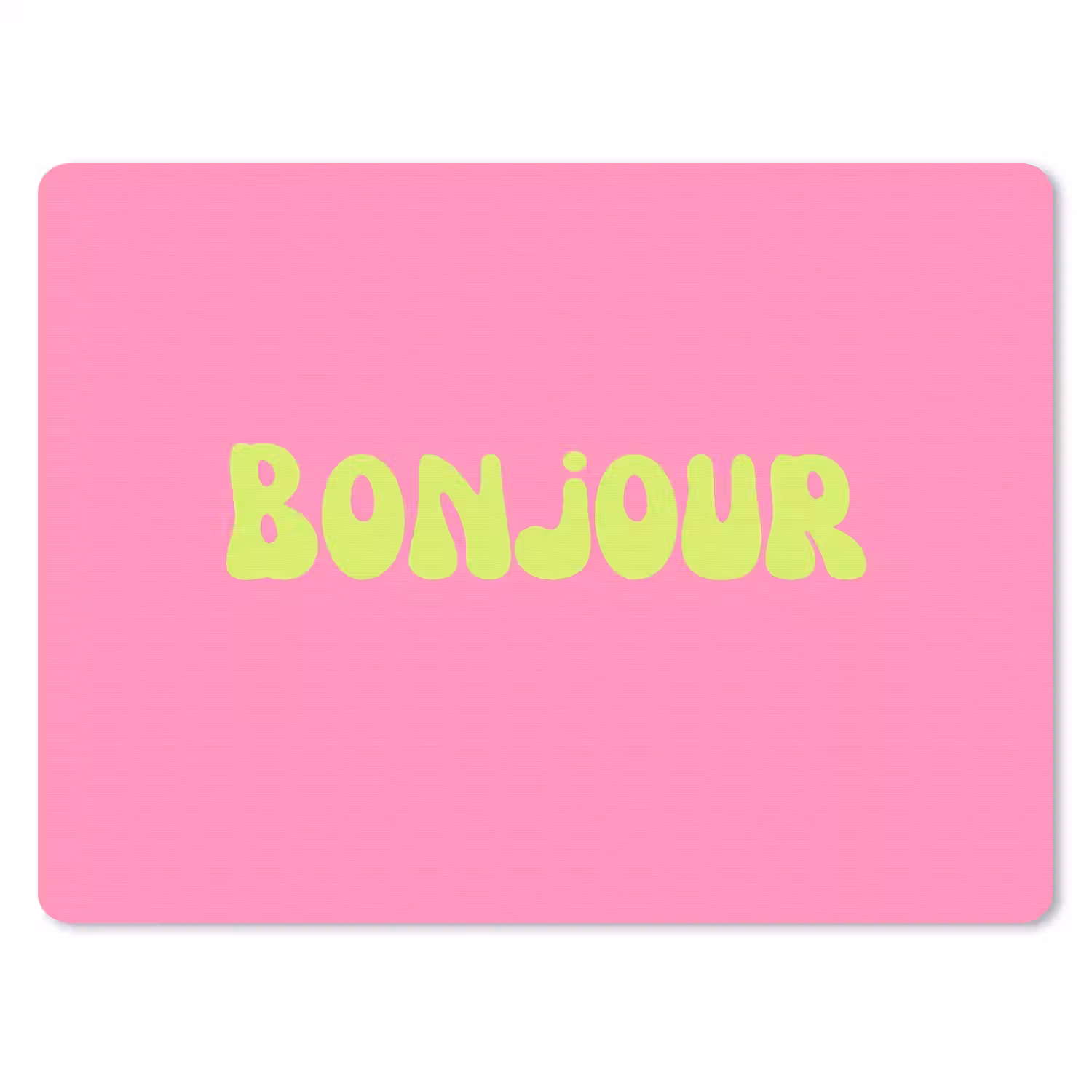 Roze - Groene bonjour - Organisch muismat rubber klein -3d