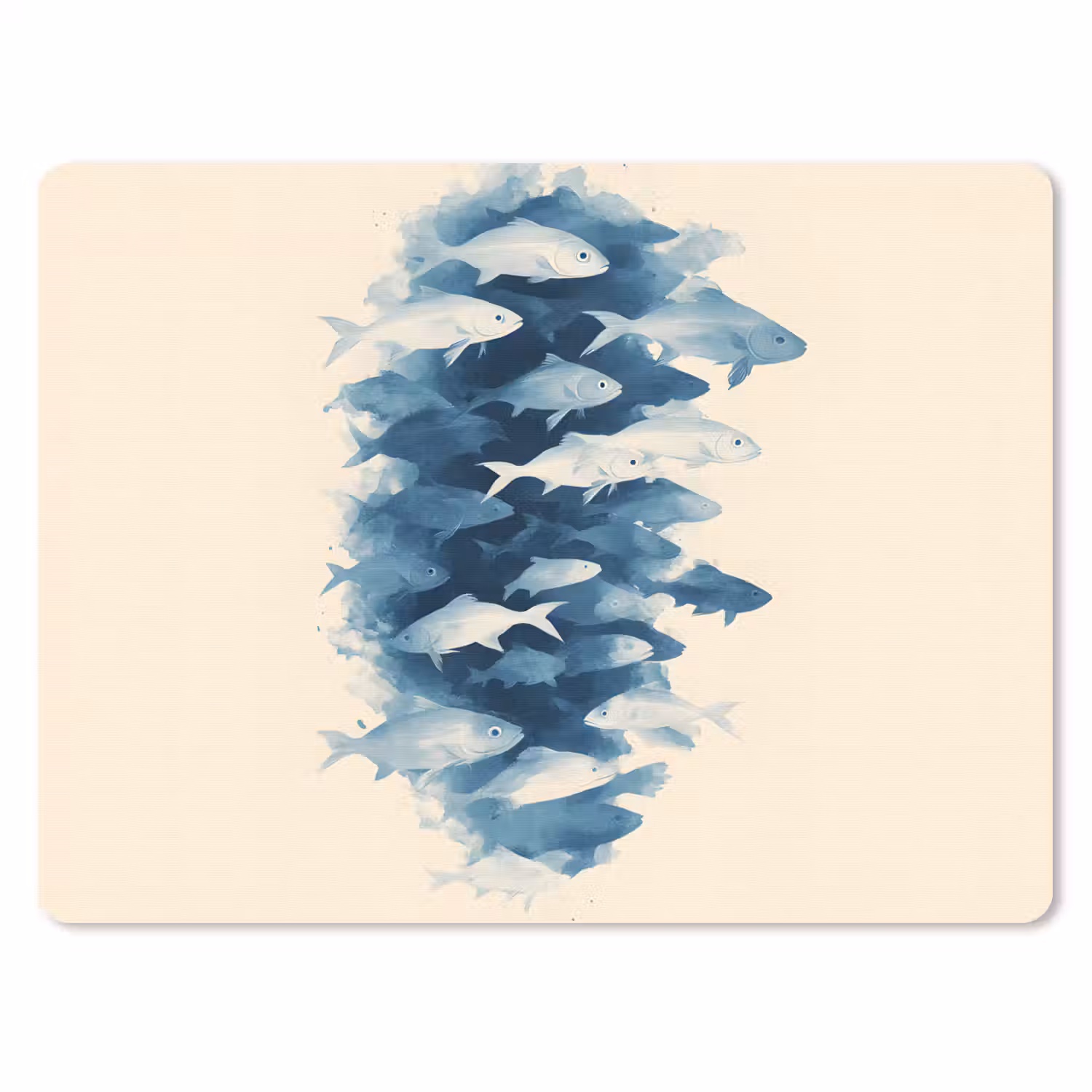 Vissen - Minimalistisch - Blauw muismat rubber klein -3d