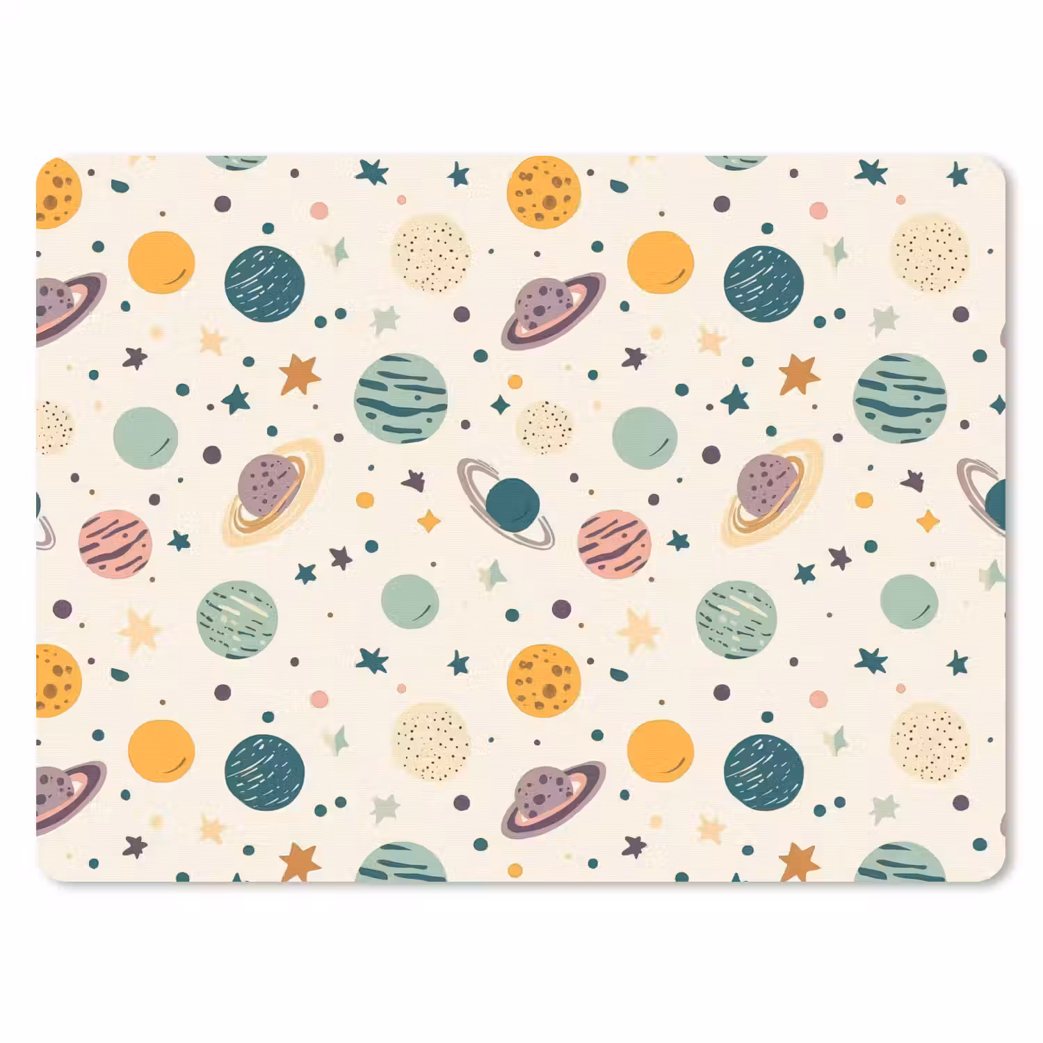 Planeten - Retro - Kleurrijk muismat rubber klein 262 -3d