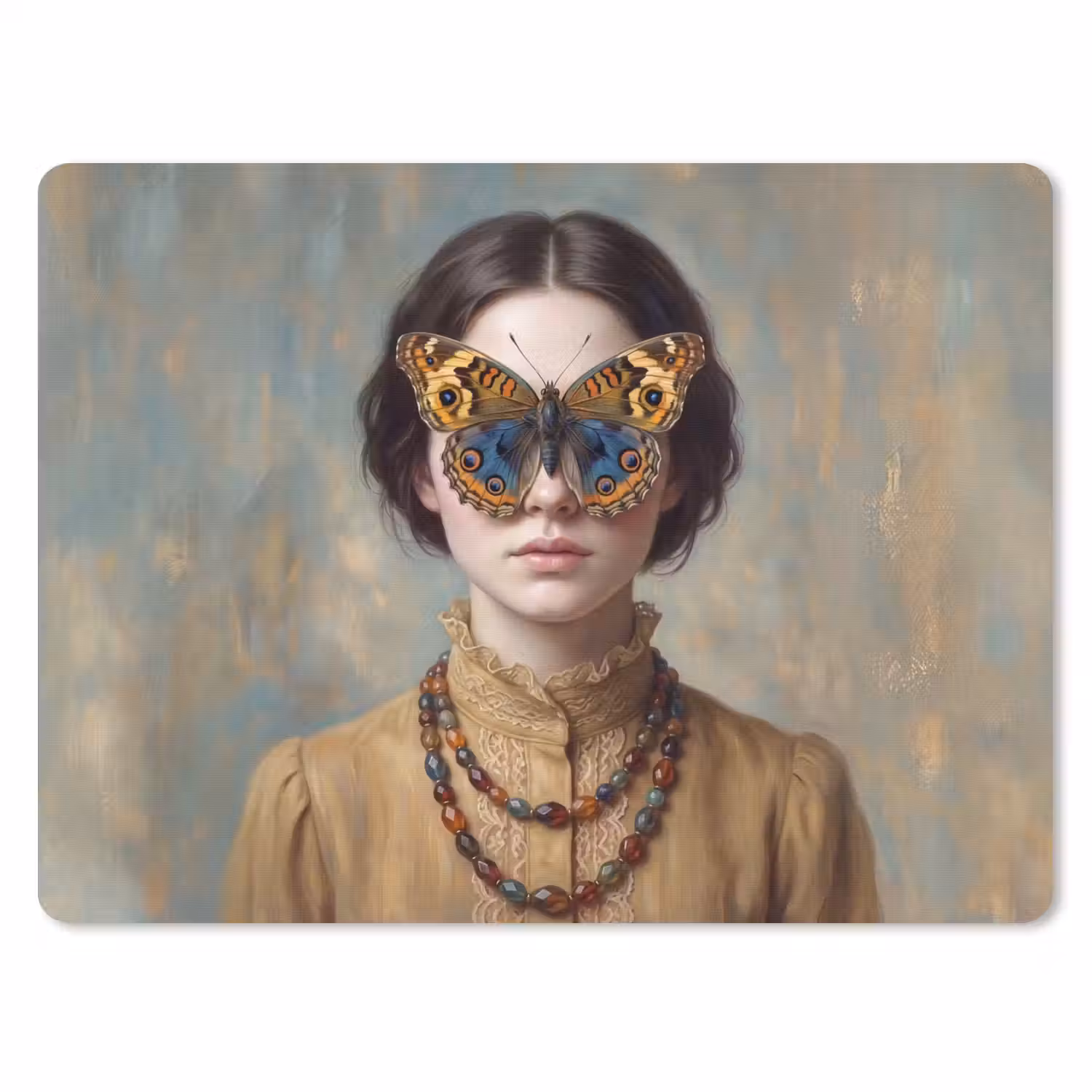 Portret - Vlinder - Kleurrijk muismat rubber klein -3d