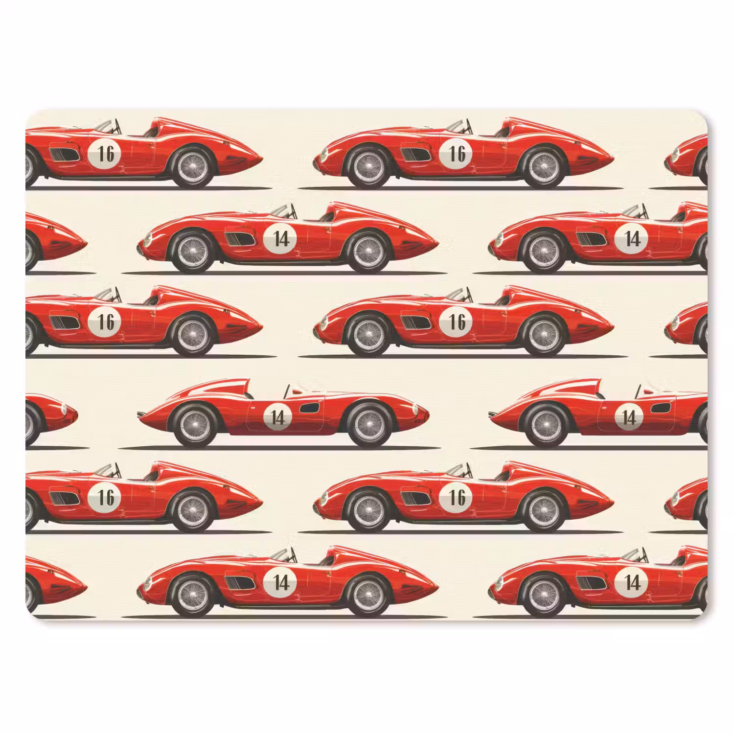 Raceauto - Retro - Rood muismat rubber klein 262 -3d