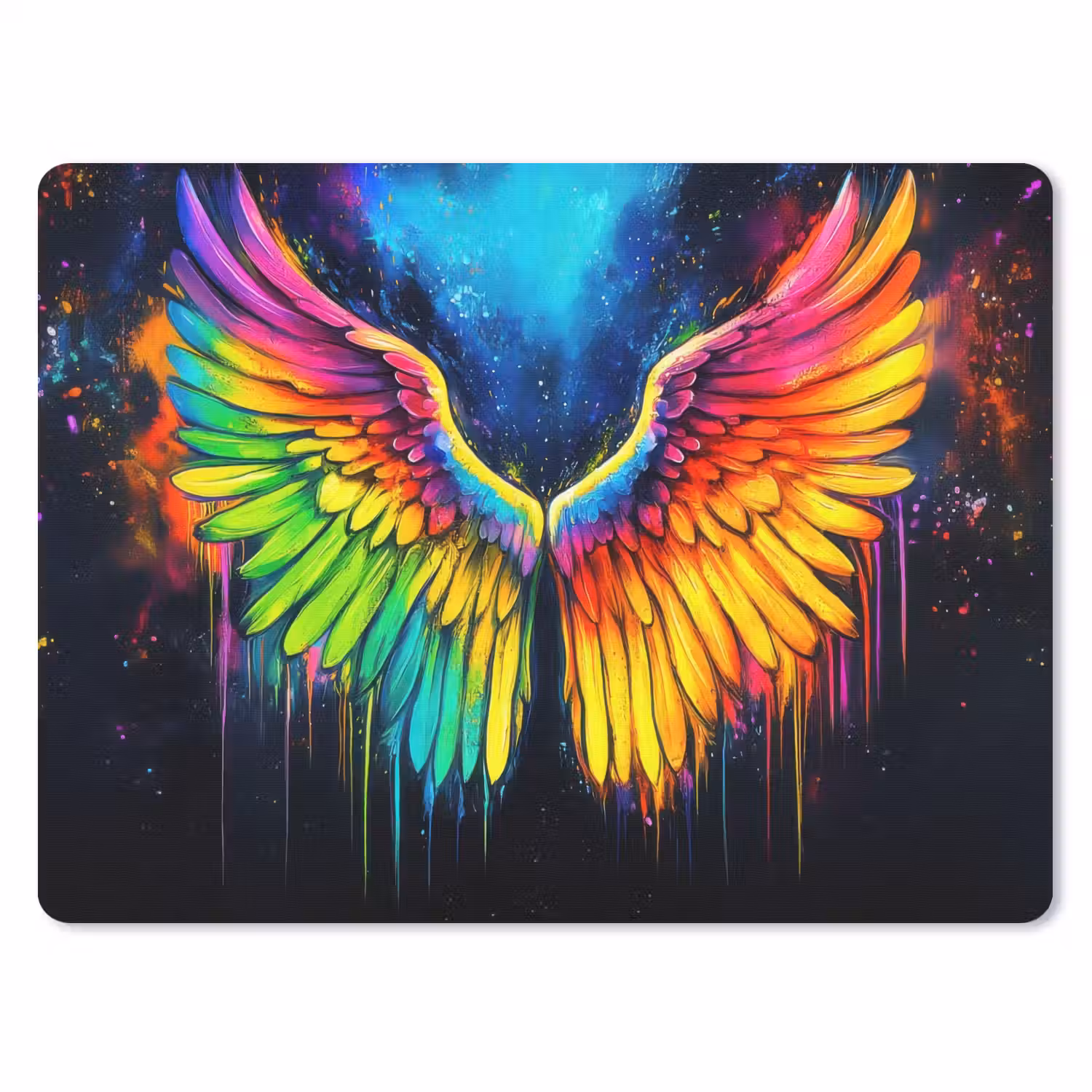 Regenboogkleuren - Vleugels - Magisch muismat rubber klein -3d