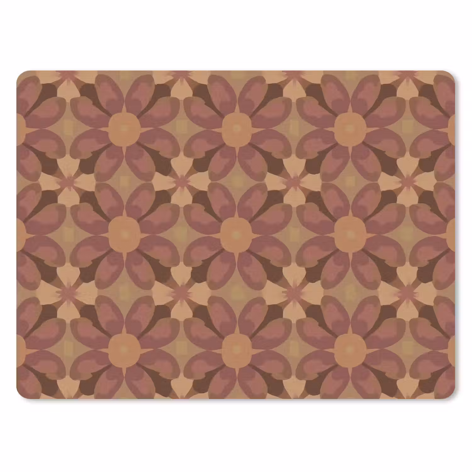 Retro - Bloemen - Bruin muismat rubber klein 262 -3d