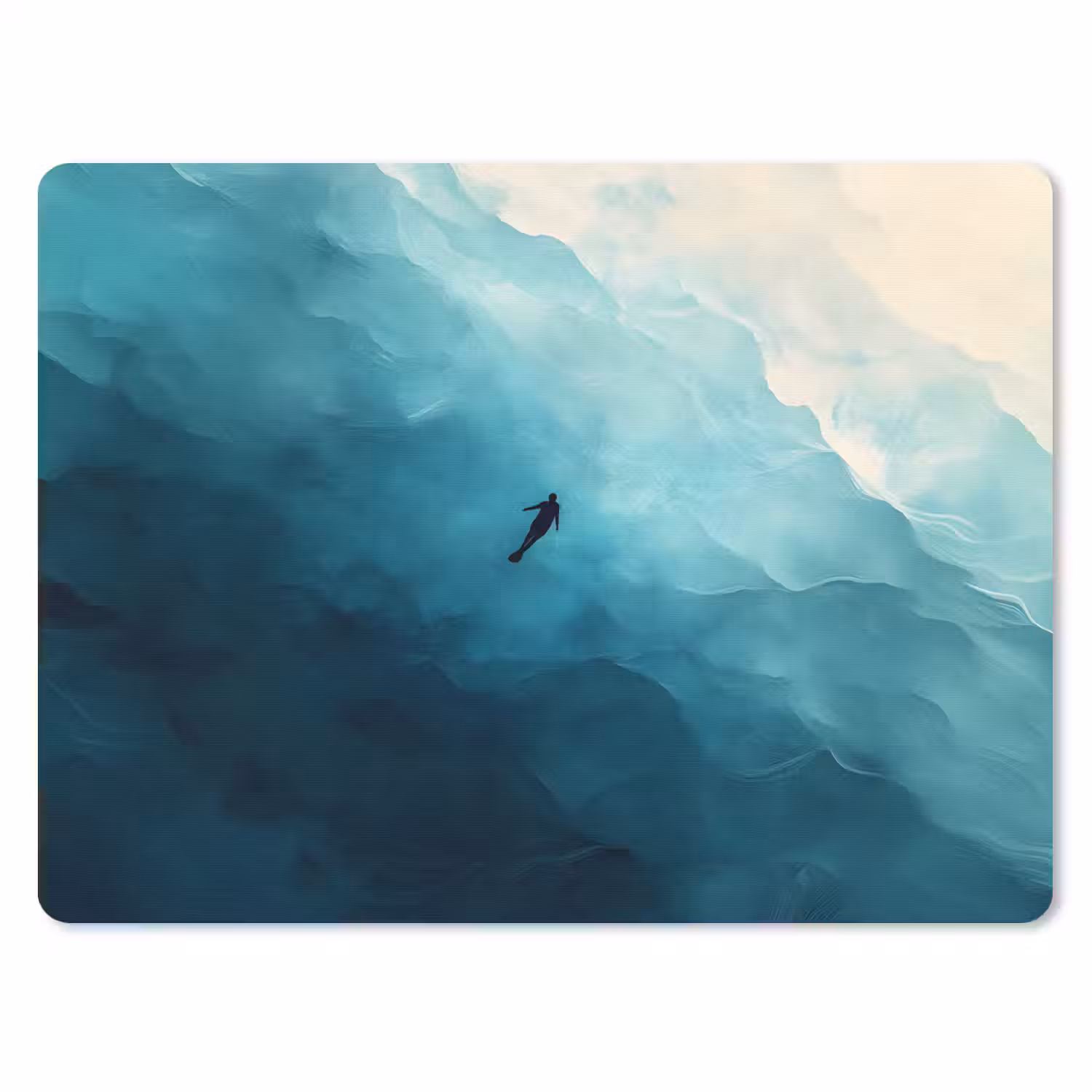 Zee - Silhouet - Abstract - Blauw muismat rubber klein -3d