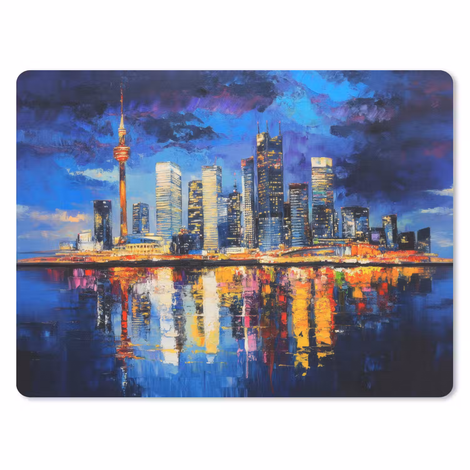 Skyline Toronto - Modern - Stadslicht - Blauw muismat rubber klein -3d