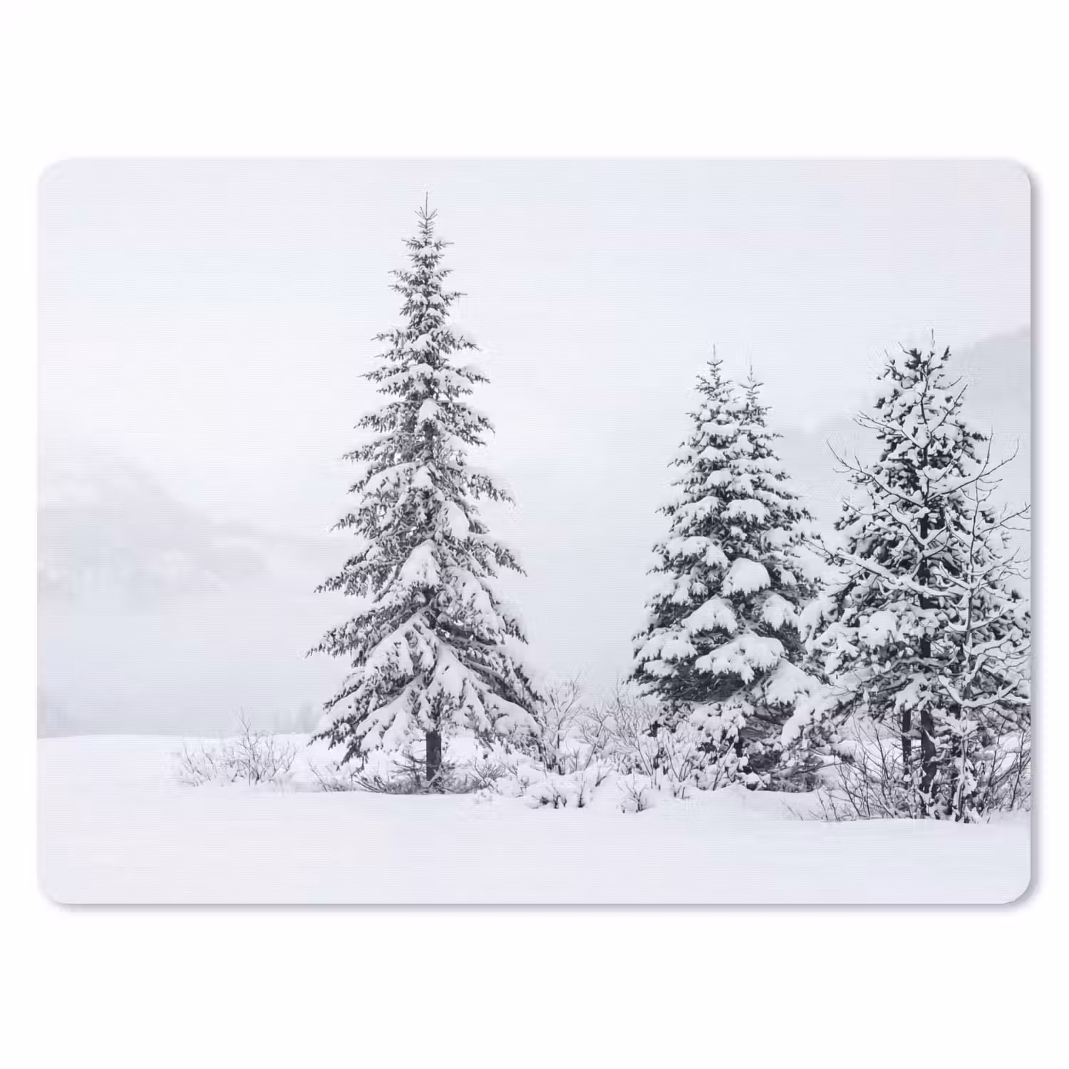 Fijnsparren - Sneeuw - Winter - Landschap - Stilte muismat rubber klein -3d