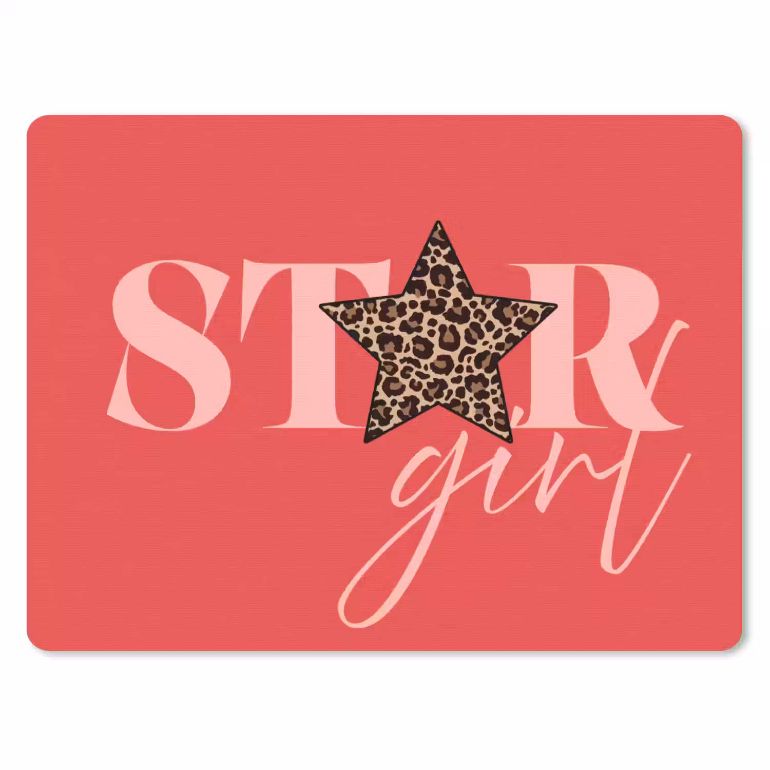 Star girl - Rood - Panter - Ster muismat rubber klein -3d