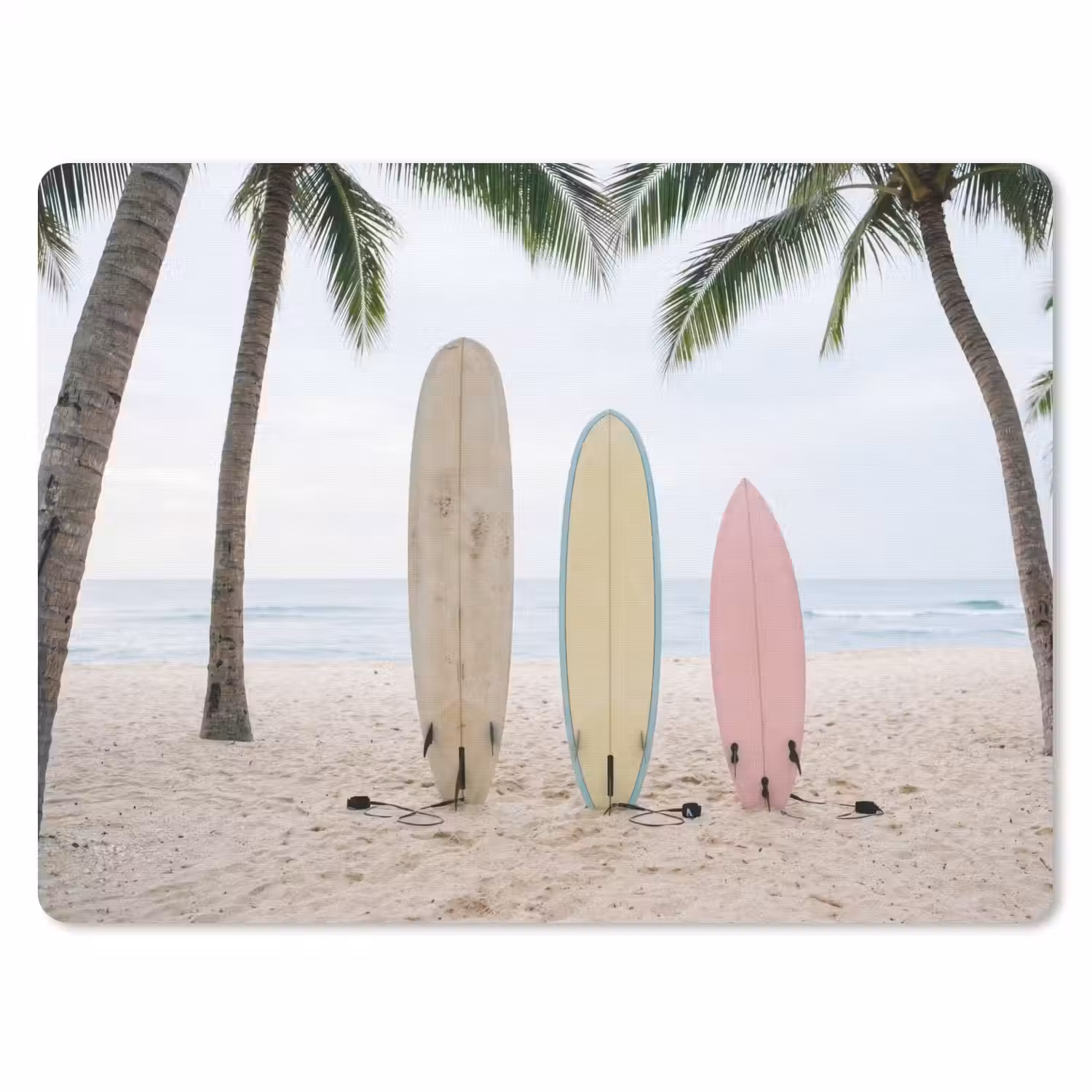 Surfboard - Palmbomen - Kleurrijk muismat rubber klein -3d