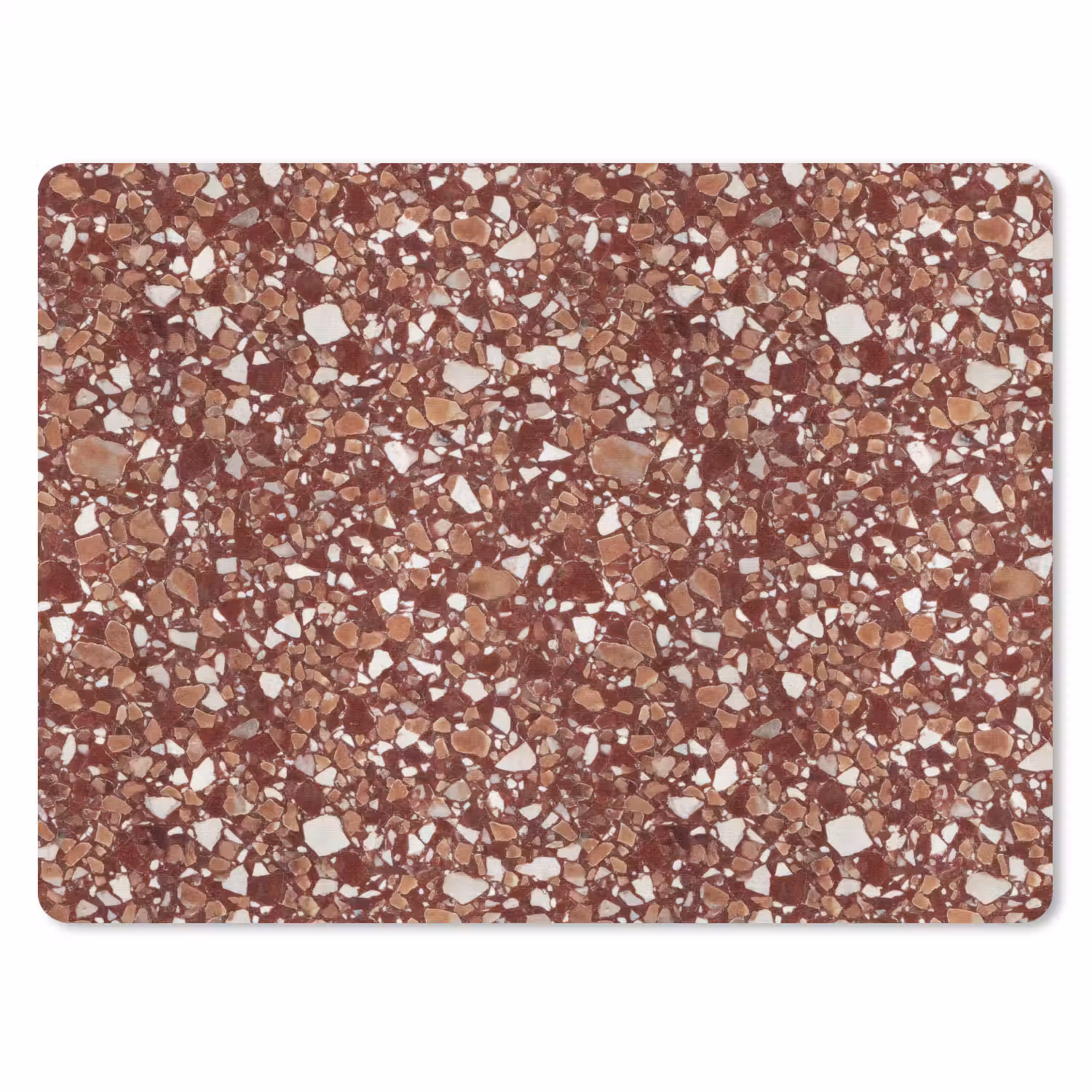 Terrazzo - Patroon - Steentextuur - Roodbruin muismat rubber klein 262 -3d