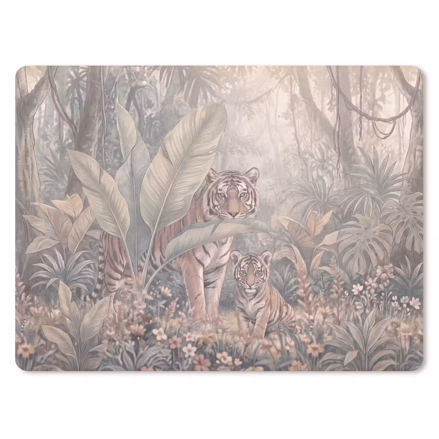 Tijger - Welp - Jungle - Illustratie - Dieren muismat rubber klein -3d