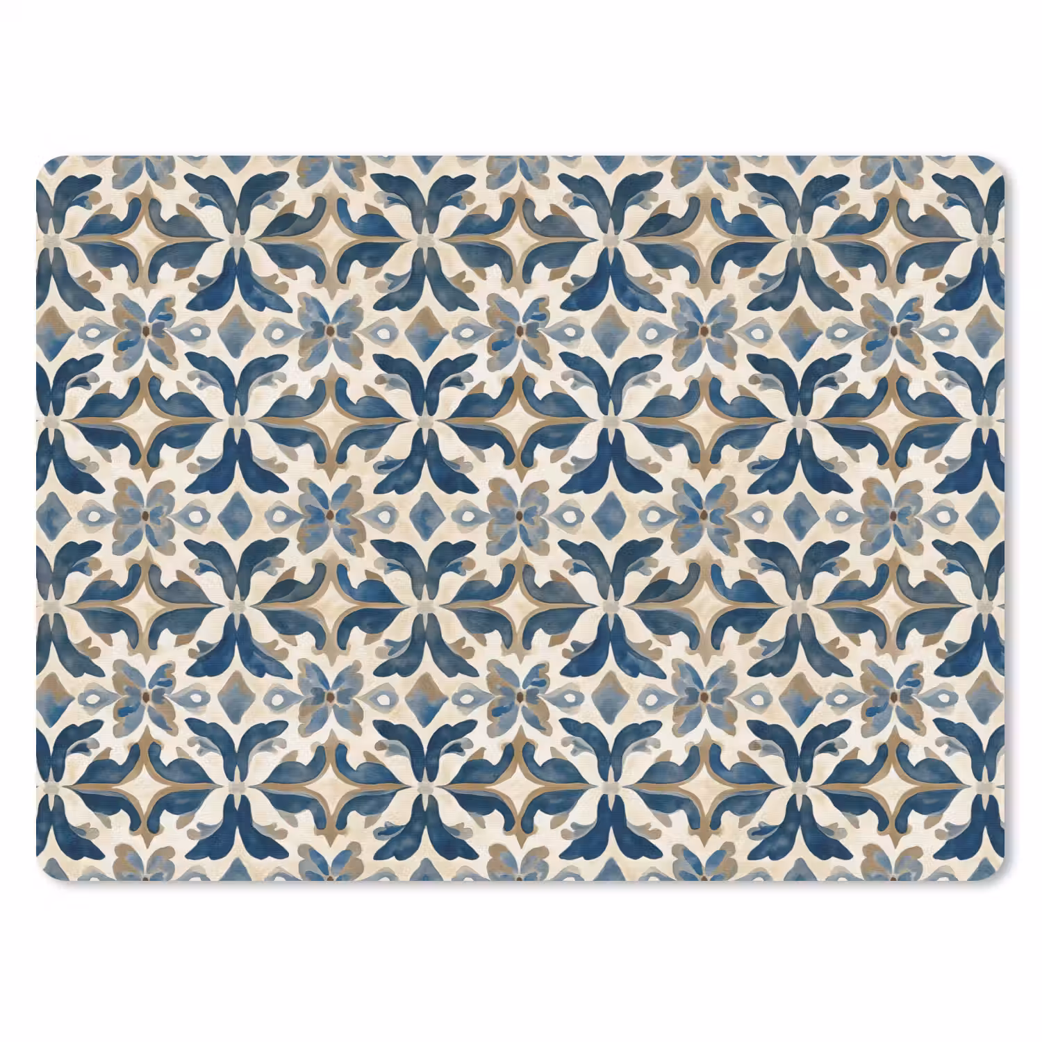 Tegel - Patroon - Blauw - Beige muismat rubber klein 262 -3d