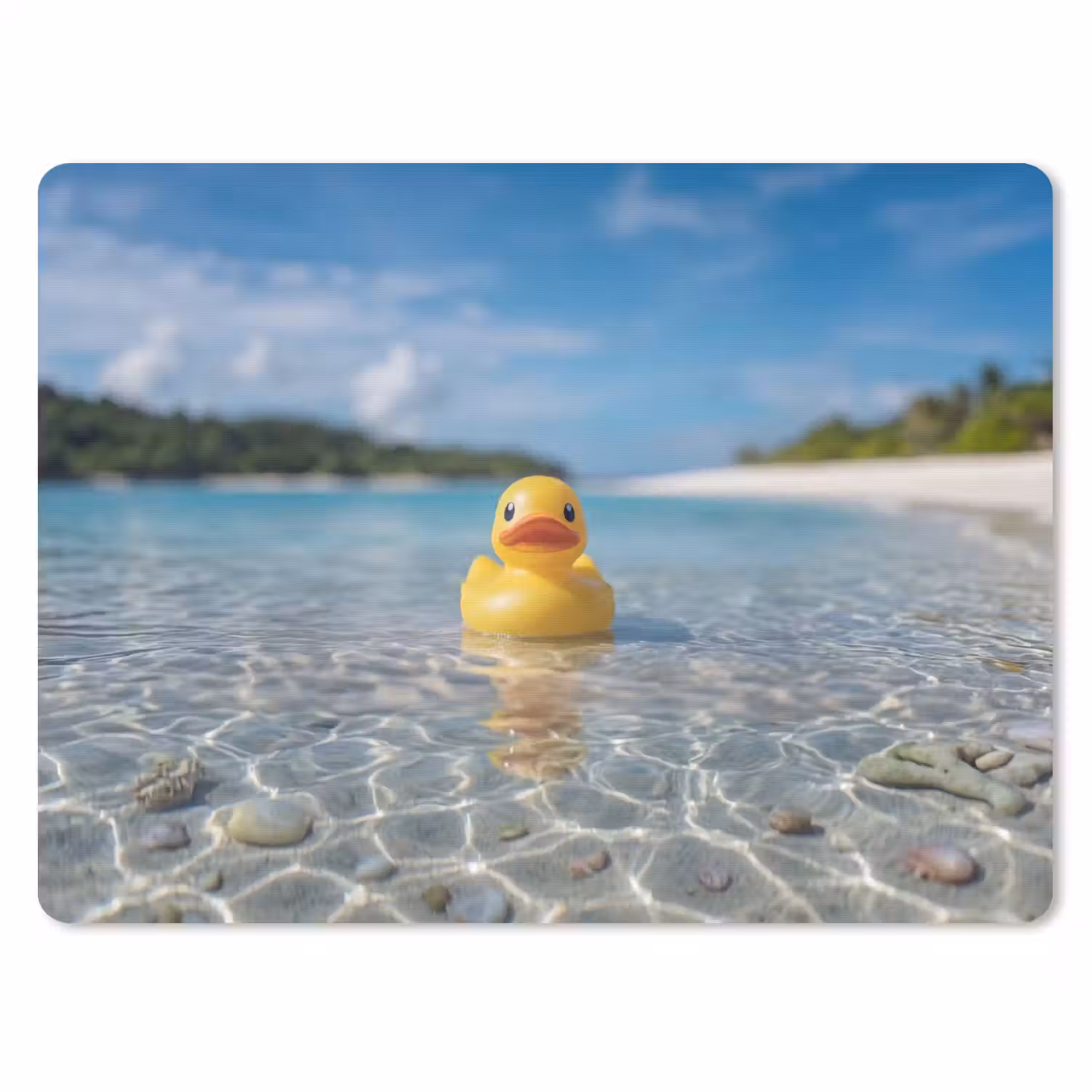 Tropisch - Badeend - geel muismat rubber klein -3d