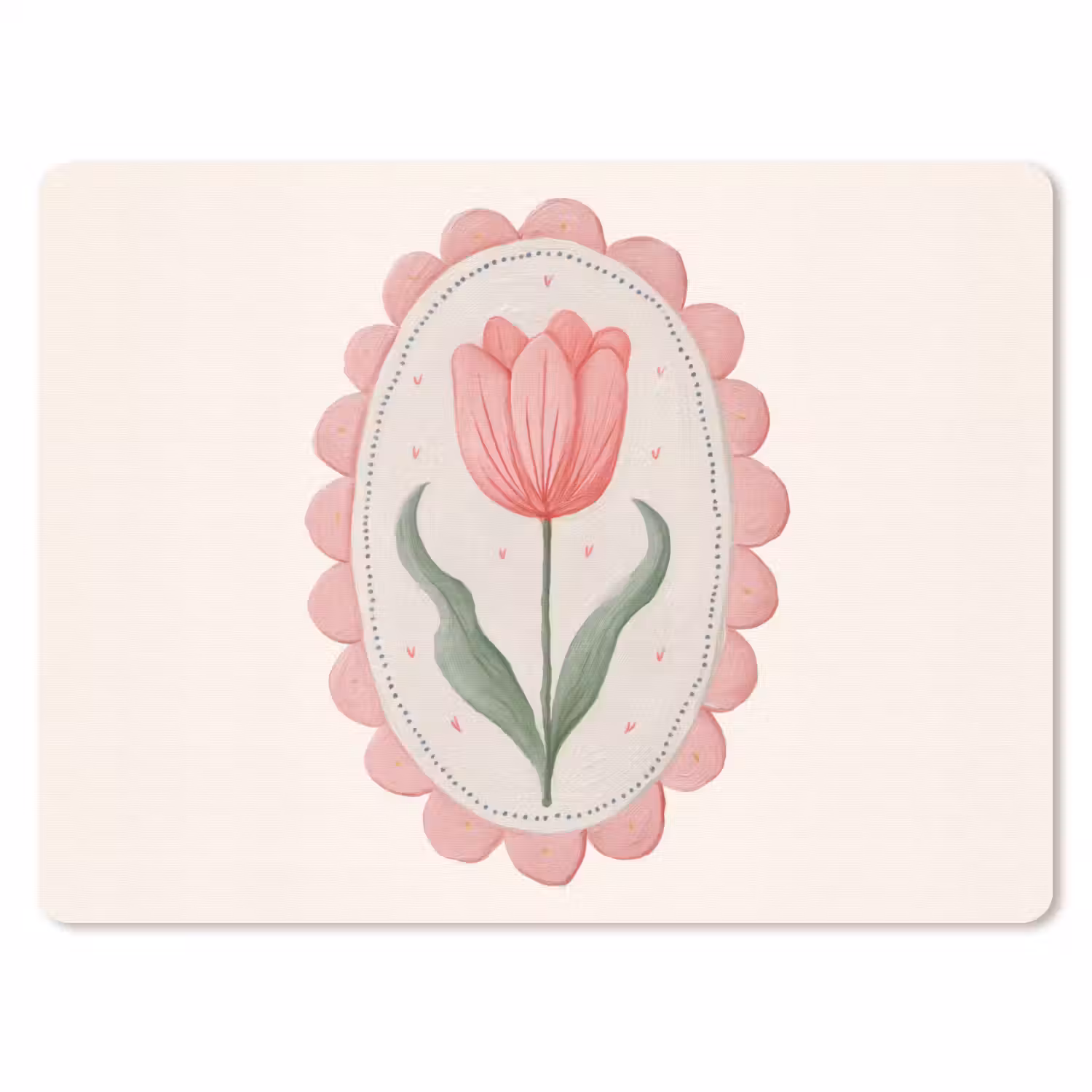 Tulp - Lijst - Ovaal - Illustratie muismat rubber klein -3d
