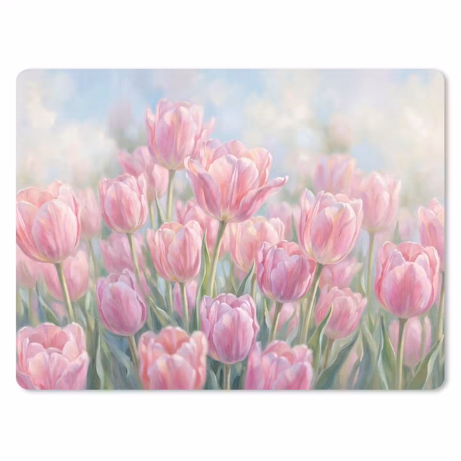 Tulpen - Veld - Lente - Roze muismat rubber klein -3d