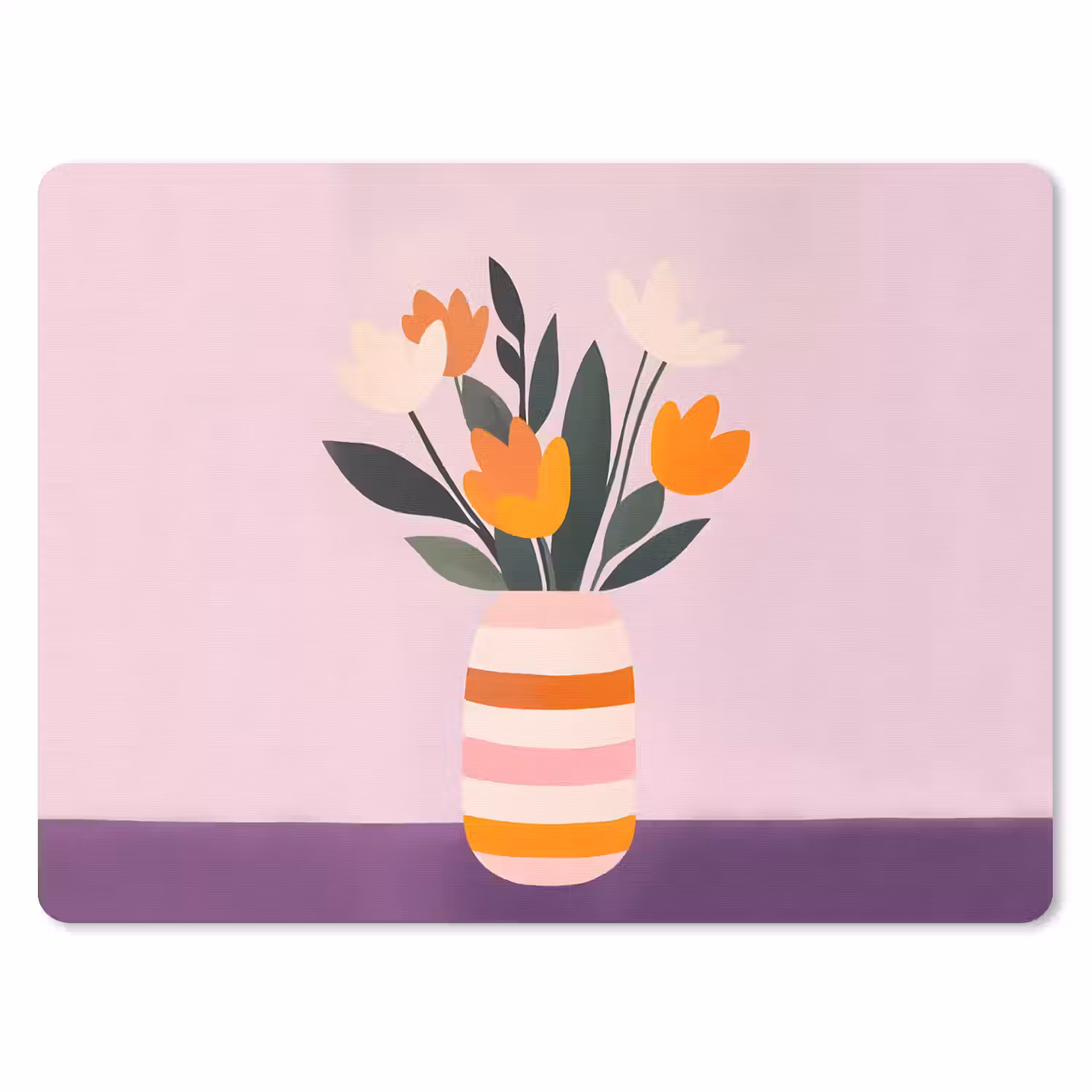 Tulpen - Vaas - Strepen - Paars muismat rubber klein -3d