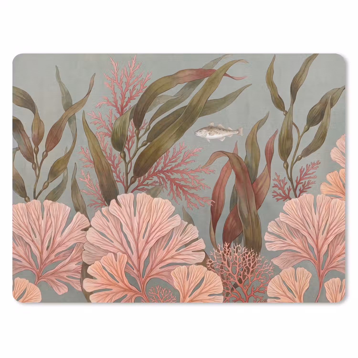 Onderwater - Planten - Vis - Vintage - Groen muismat rubber klein -3d
