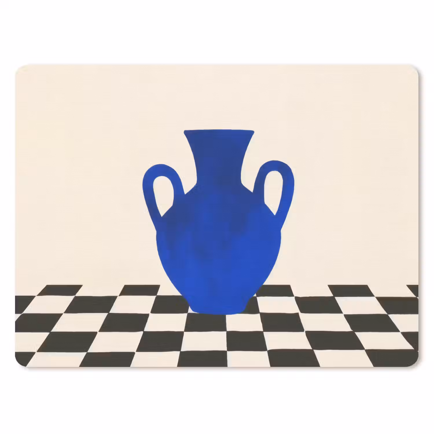 Vaas - Blauw - Geblokt - Modern muismat rubber klein -3d