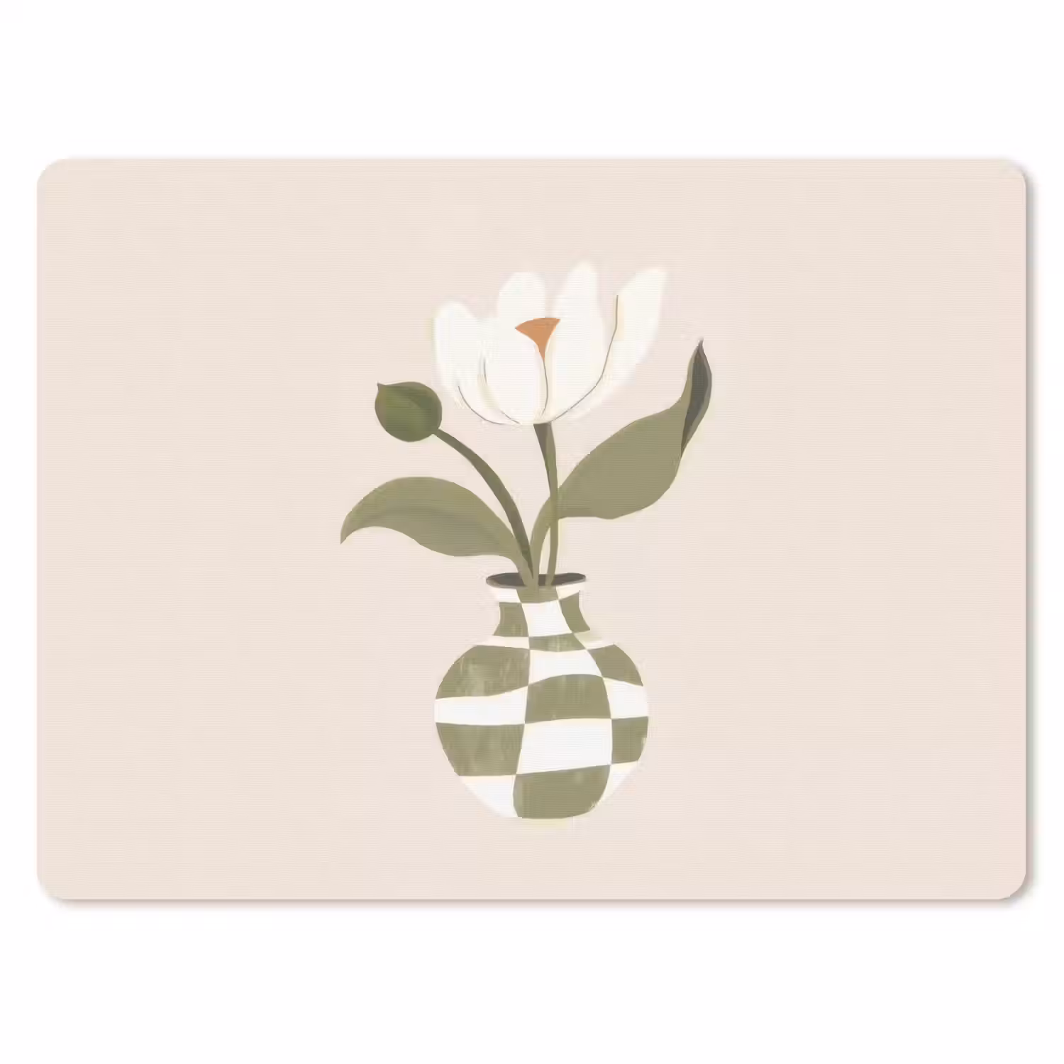 Vaas - Geruit - Bloem - Groen muismat rubber klein -3d